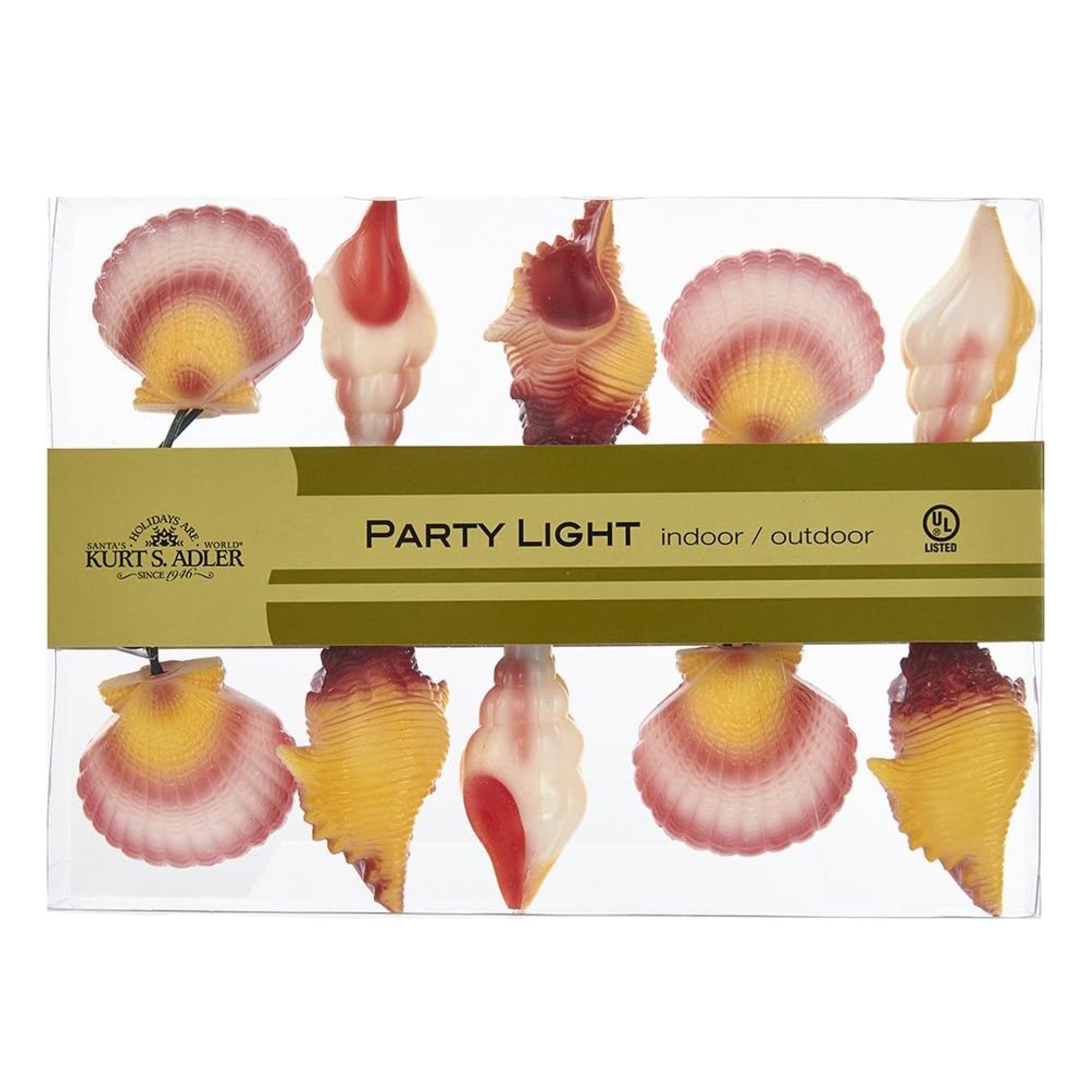 Kurt Adler Indoor/Outdoor UL 10-Light Conch & Shell Light Set, 9ft