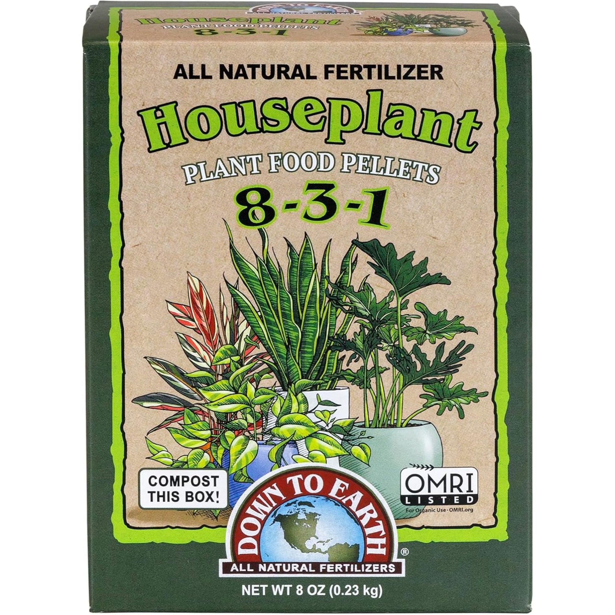 Down to Earth Houseplant 8-3-1 All Natural Plant Food Pellet Fertilizer, 8oz