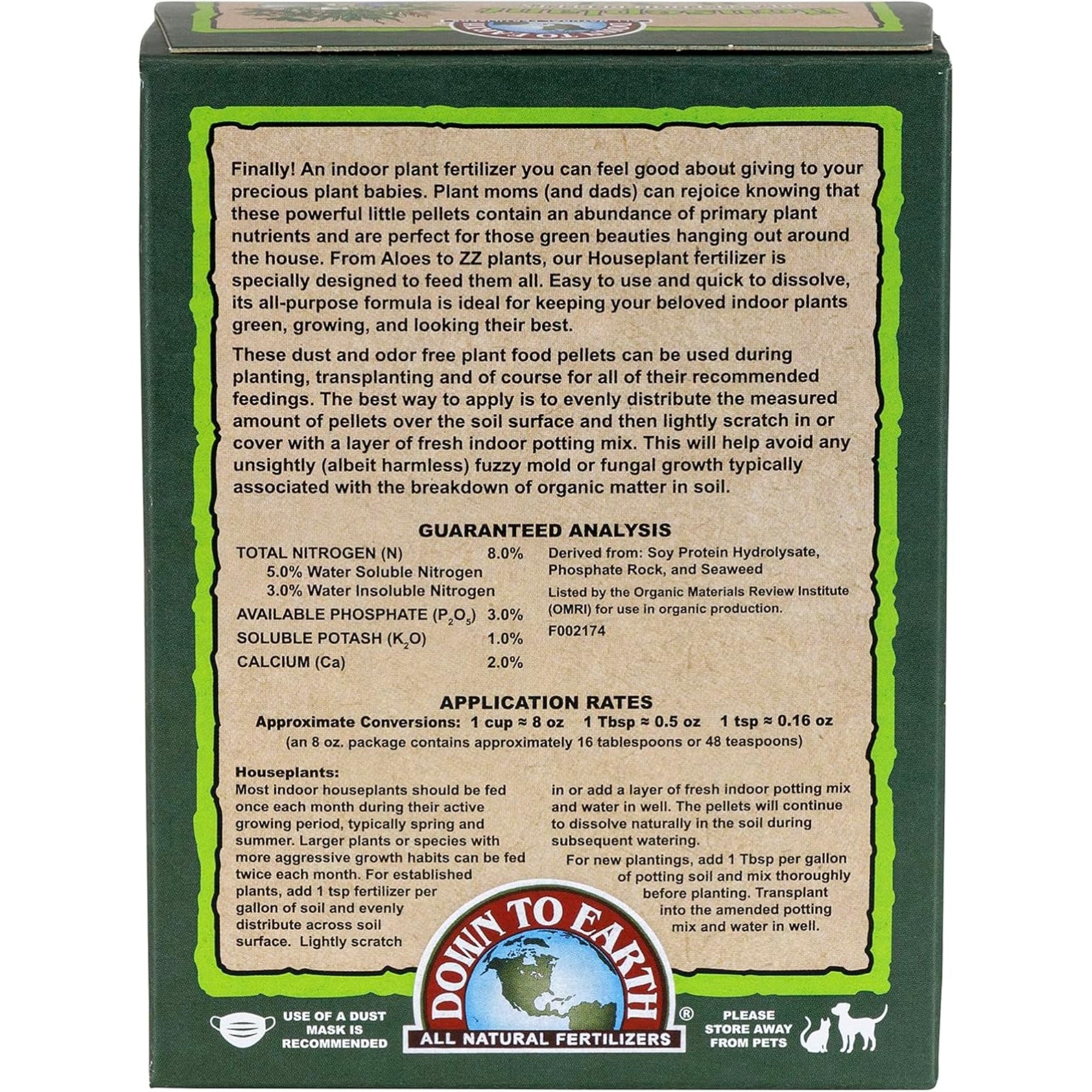 Down to Earth Houseplant 8-3-1 All Natural Plant Food Pellet Fertilizer, 8oz