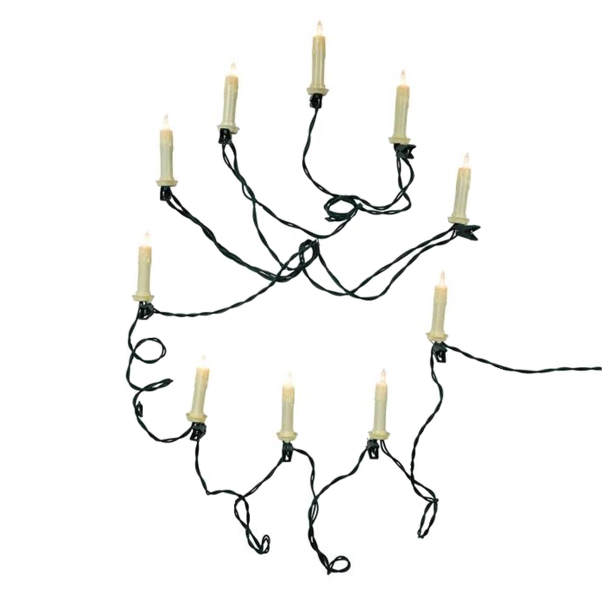 Kurt Adler Indoor UL 10-Light Clip-On White Candles Light Set, 9ft