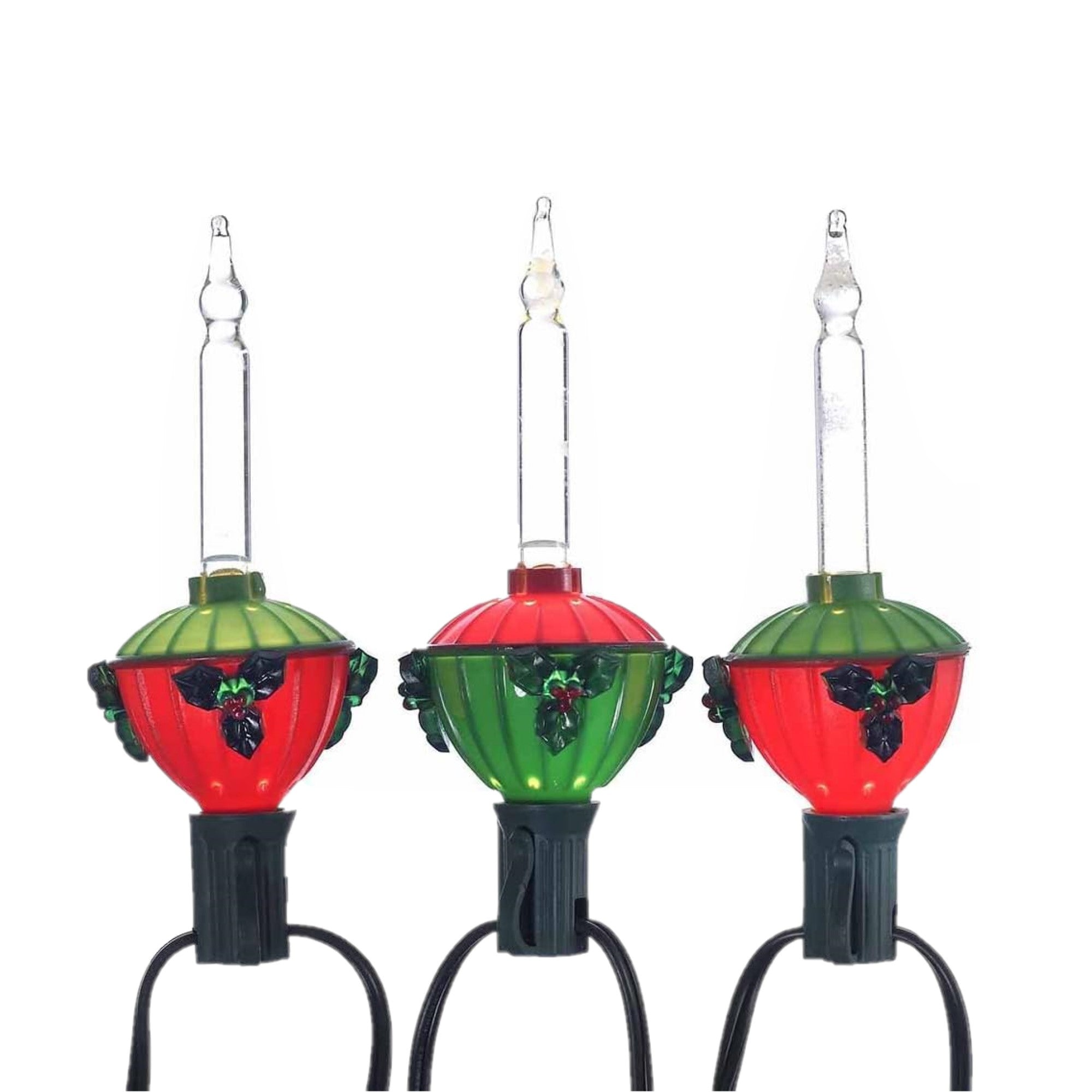 Kurt Adler Indoor/Outdoor UL 7-Light Holly Leaves & Berries Bubble Light Set, 11.5ft