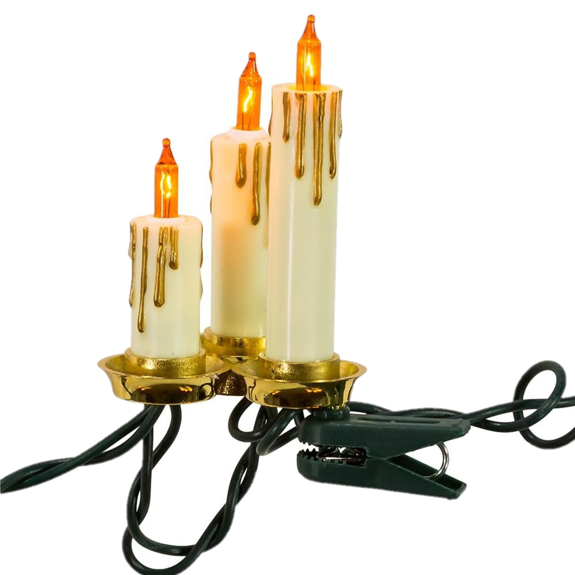 Kurt Adler Indoor UL 15-Light Triple Candle Light Set, 12ft
