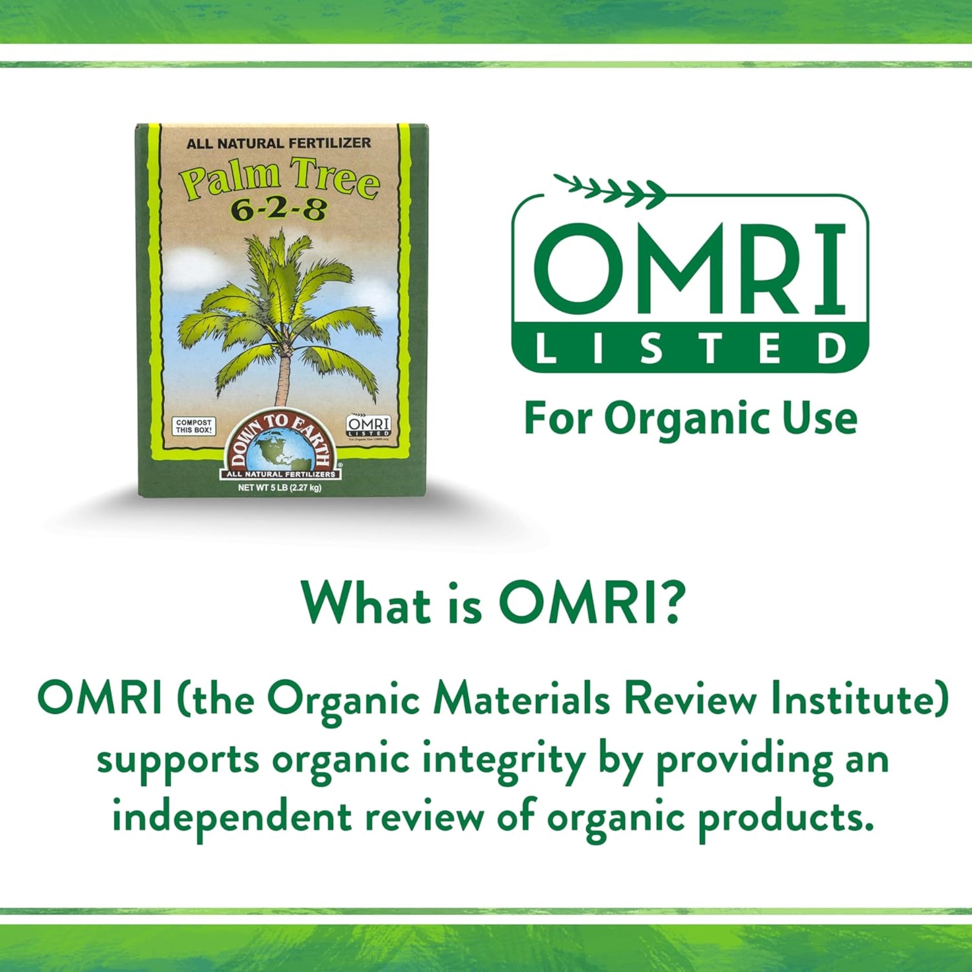 Down to Earth Organic Palm Tree 6-2-8 All Natural Fertilizer, 5lbs