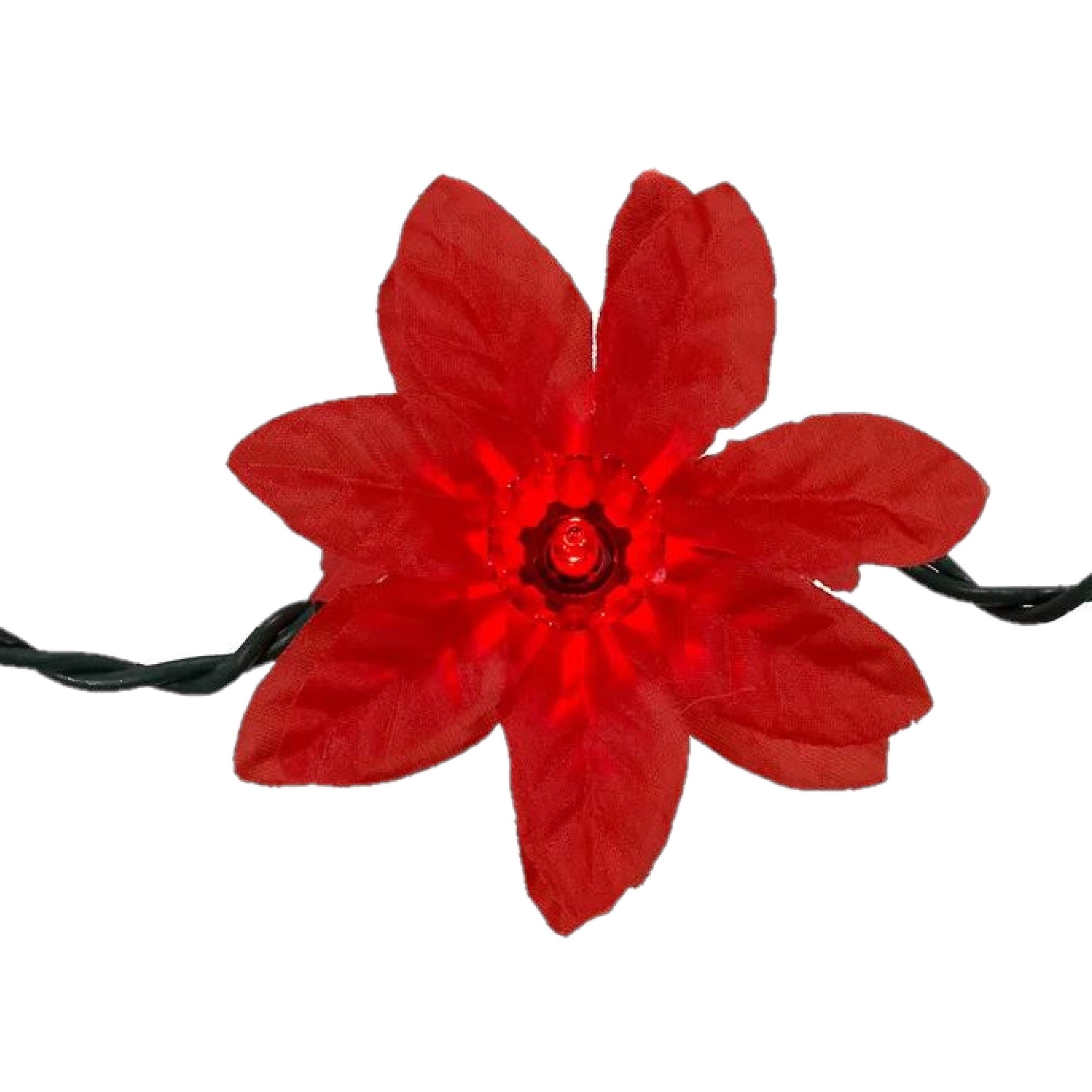 Kurt Adler Indoor UL 20-Light Red Poinsettia Flowers Light Set, 4ft