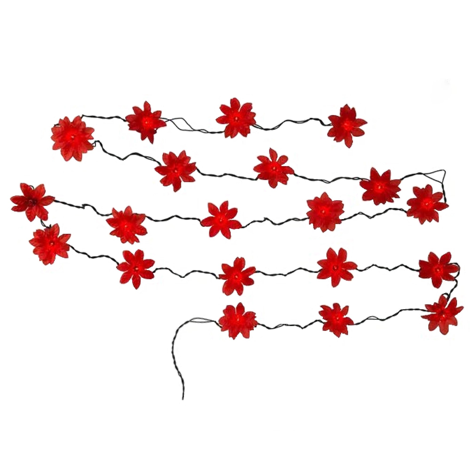 Kurt Adler Indoor UL 20-Light Red Poinsettia Flowers Light Set, 4ft