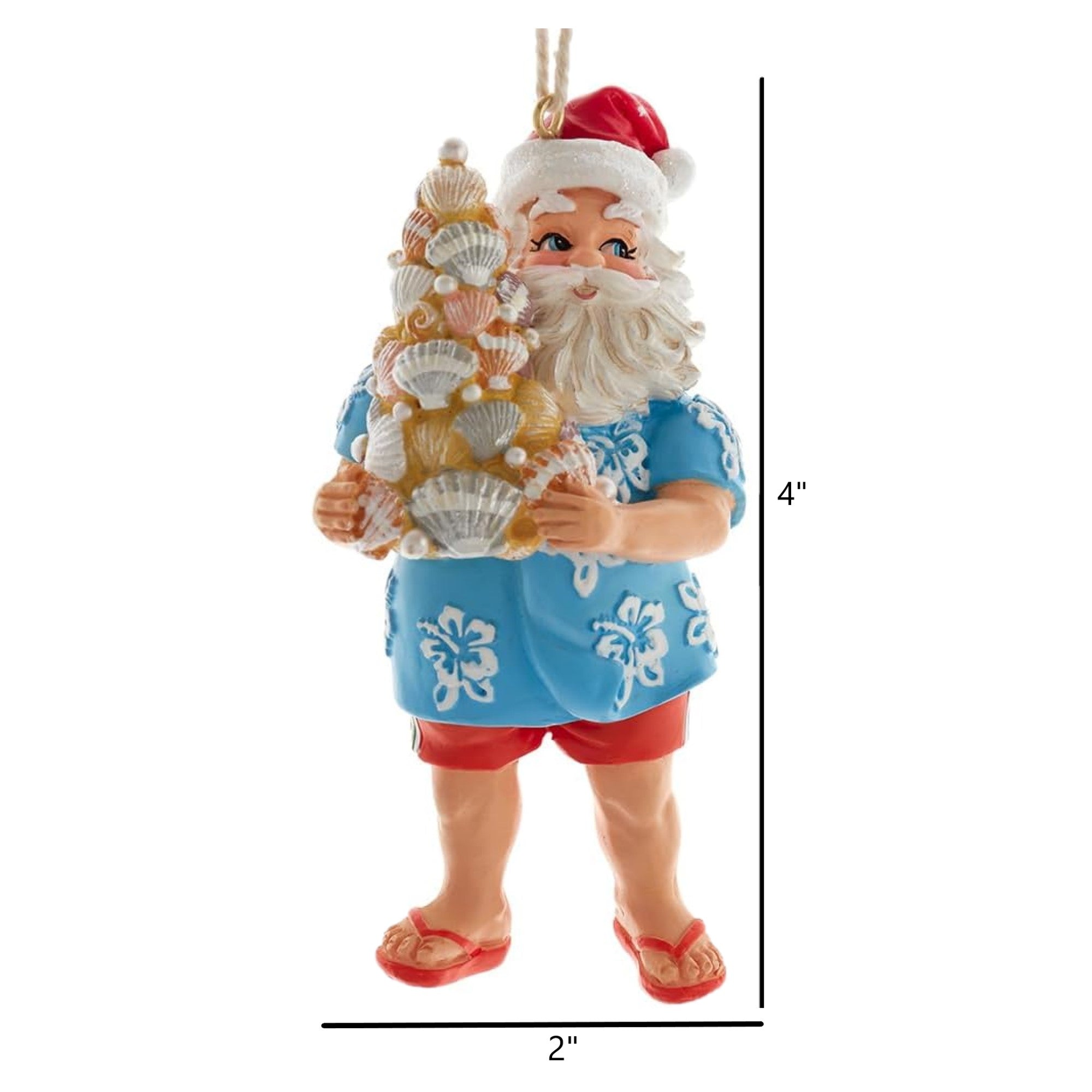 Kurt Adler Resin Ornament for Christmas Tree, Beach Santa