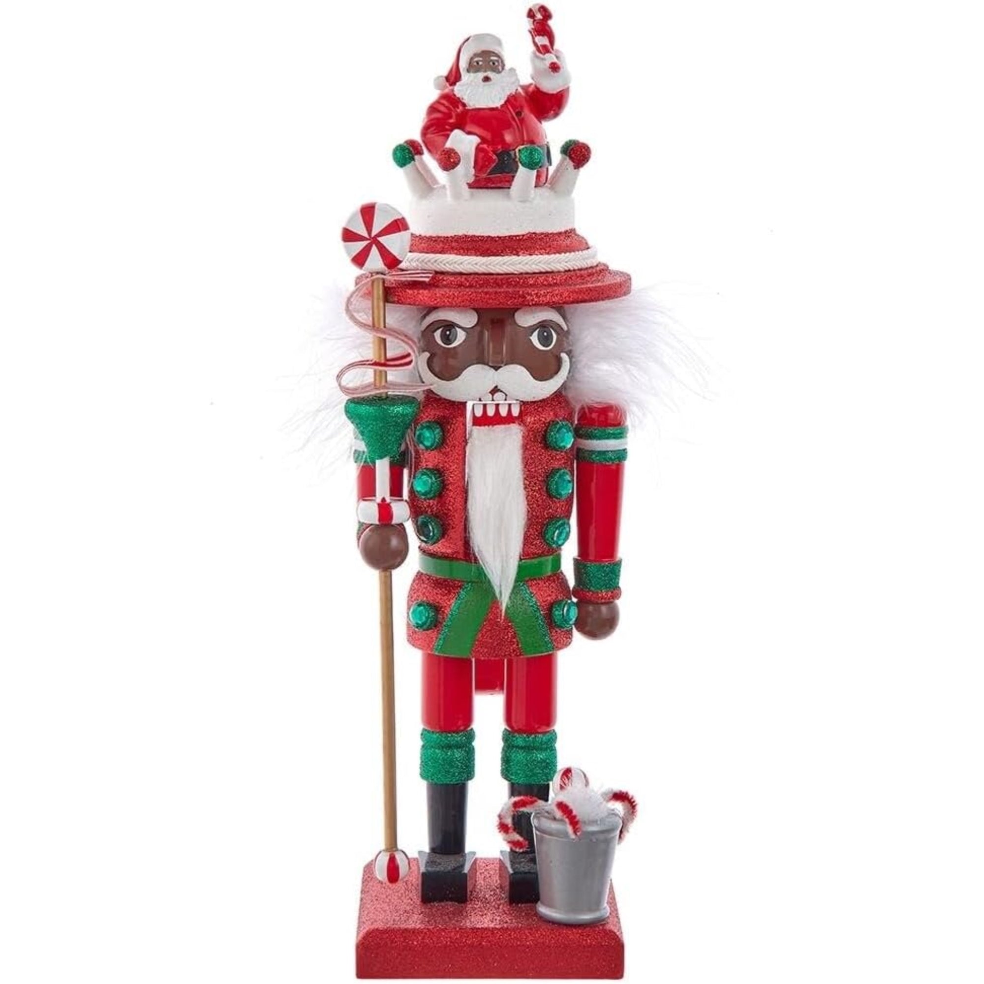 Kurt Adler Hollywood Wooden Nutcracker Collection, African American Santa, 12"