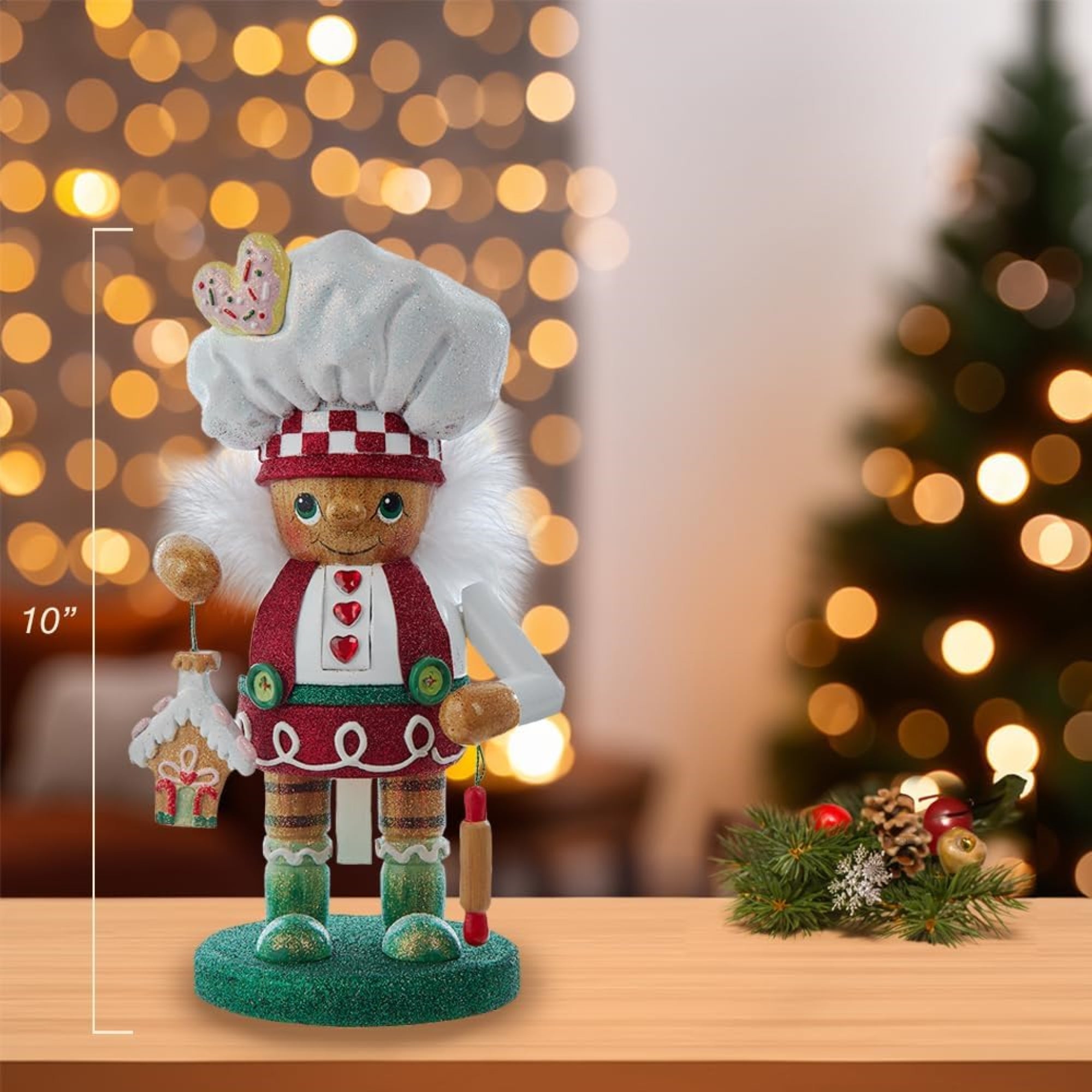 Kurt Adler Hollywood Wooden Nutcracker Collection, Gingerbread Baker Boy, 10"