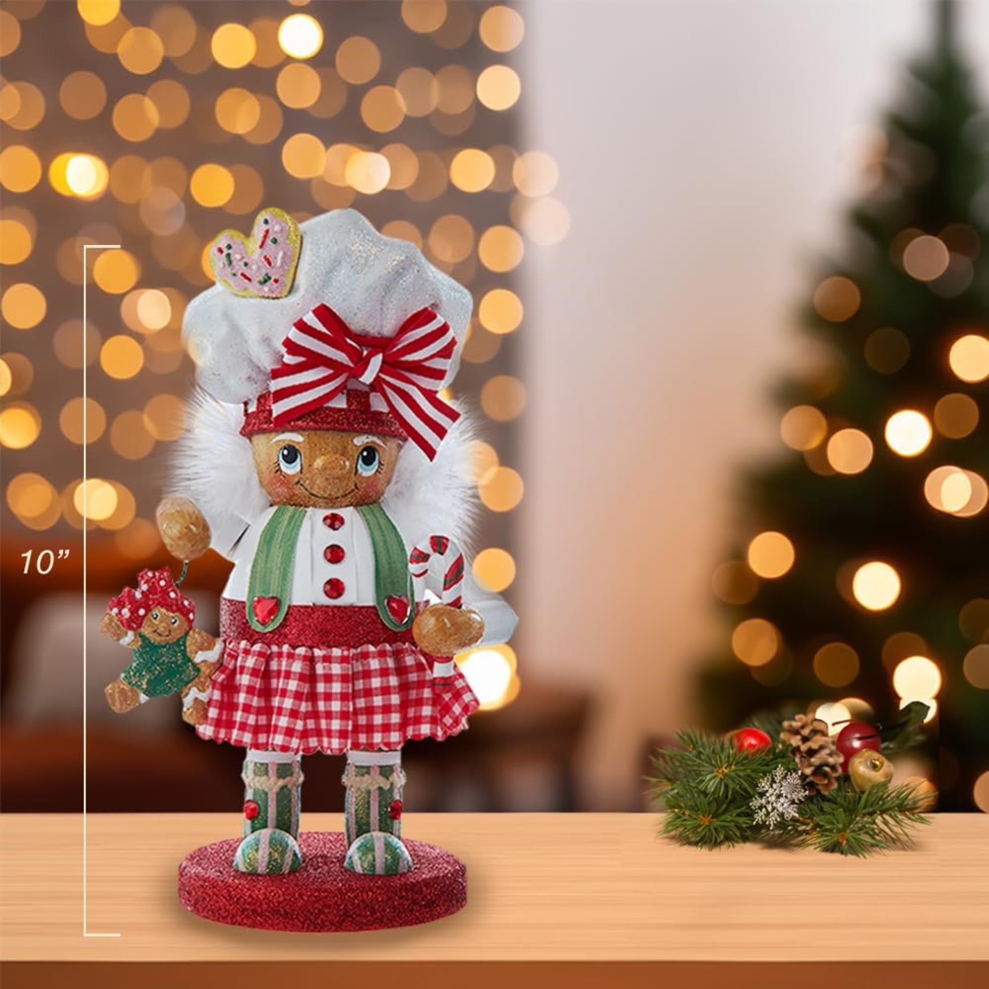 Kurt Adler Hollywood Wooden Nutcracker Collection, Gingerbread Baker Girl, 10"