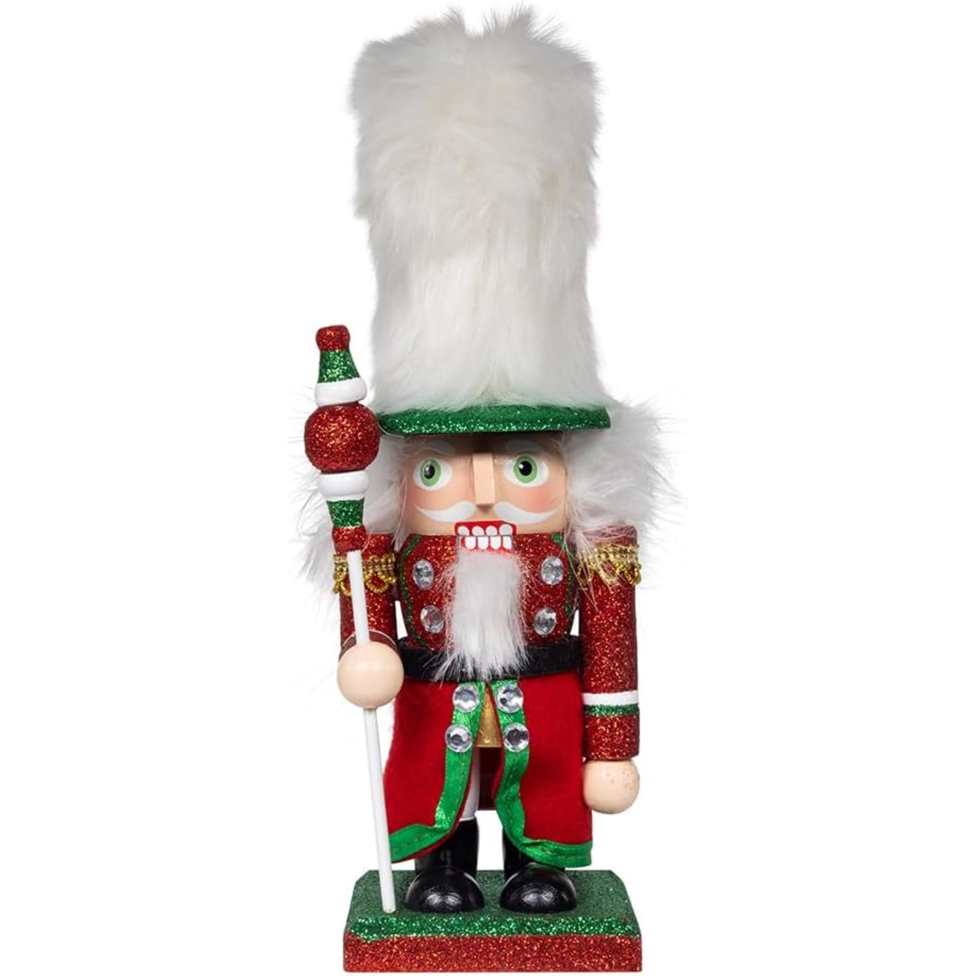 Kurt Adler Hollywood Wooden Nutcracker Collection, Red, Green & White Soldier, 9"