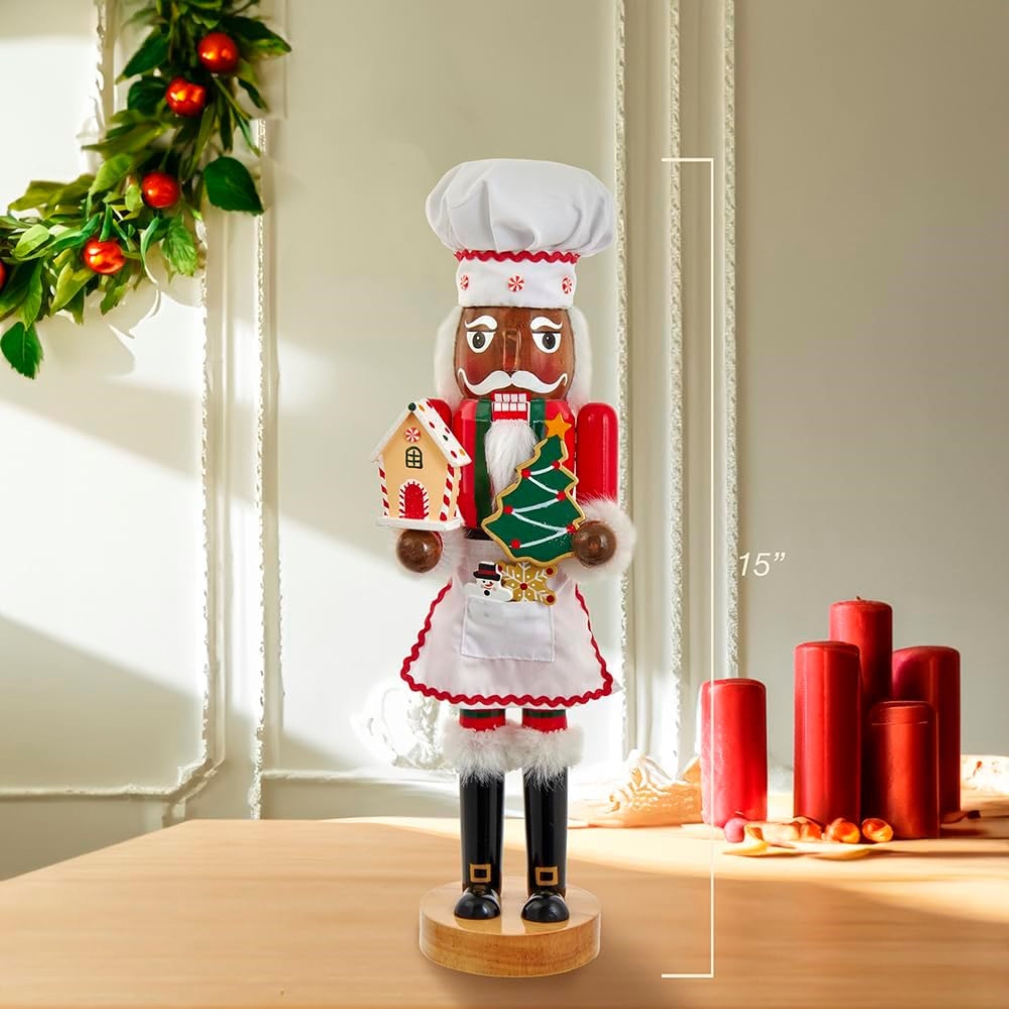 Kurt Adler Wooden Nutcrackers, African American Chef, 15"