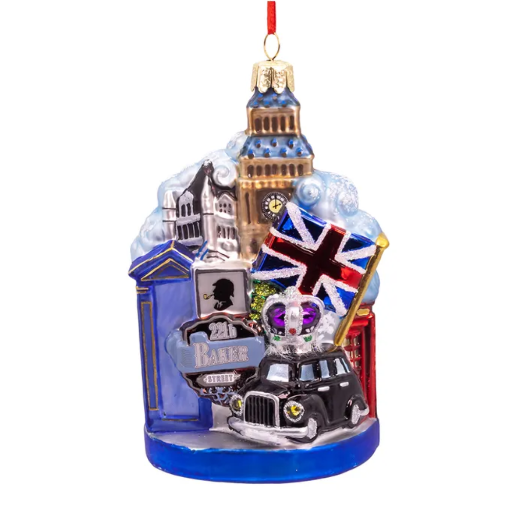 Kurt Adler Glass Ornament for Christmas Tree, London Cityscape