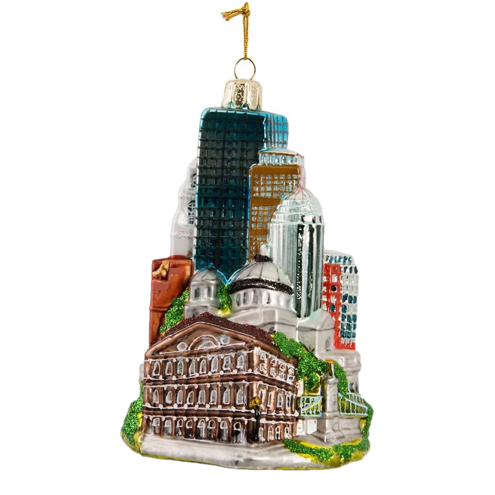 Kurt Adler Glass Ornament for Christmas Tree, Boston Cityscape
