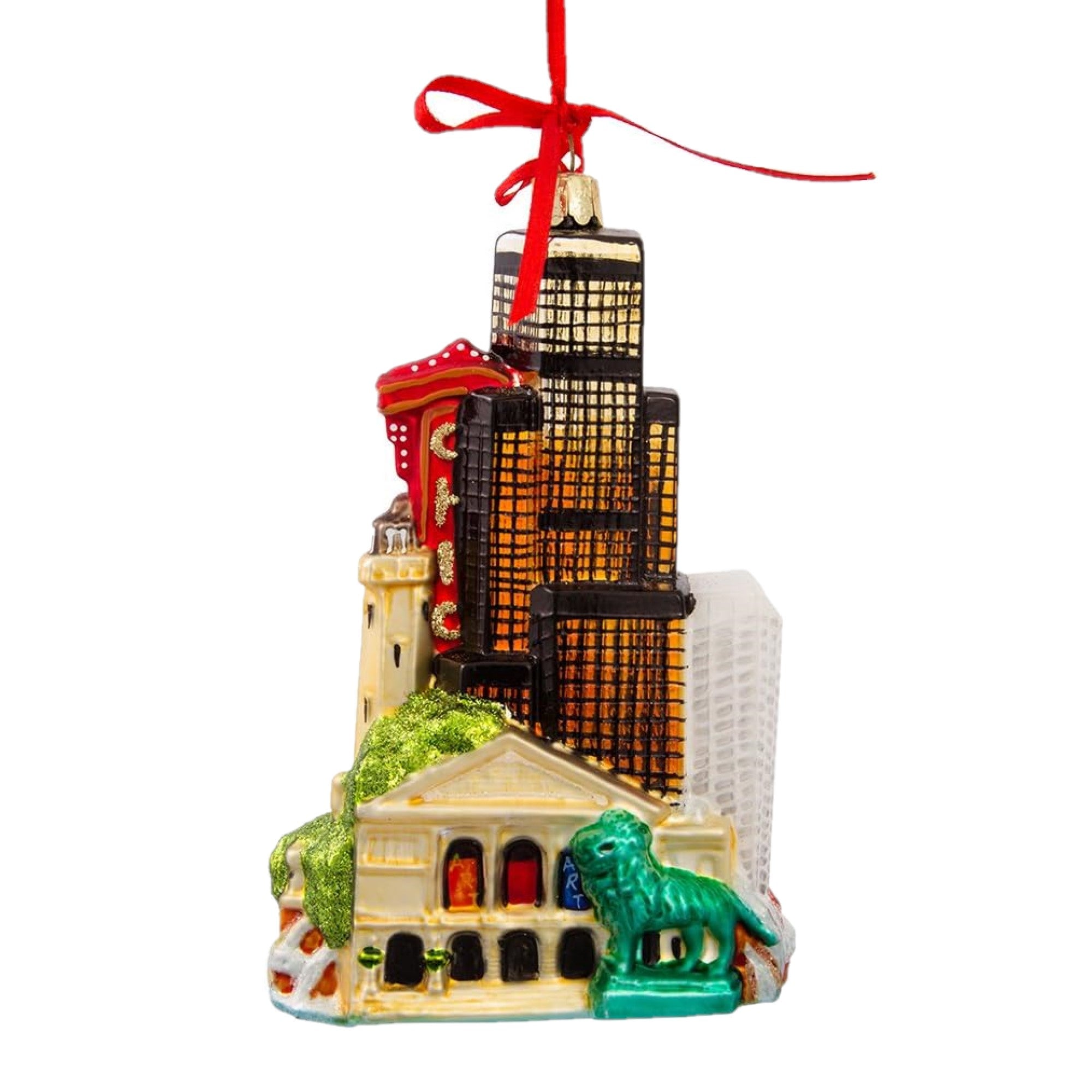 Kurt Adler Glass Ornament for Christmas Tree, Chicago Cityscape