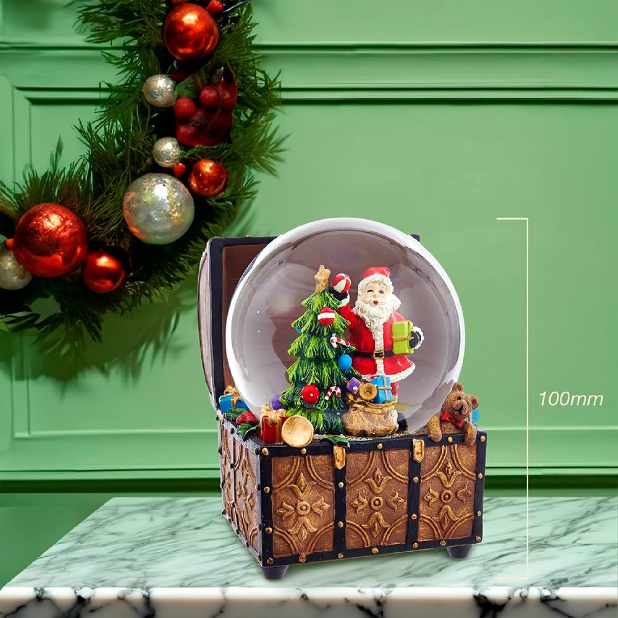 Kurt Adler Wind-Up Musical Santa Claus "We Wish You A Merry Christmas" Water Globe, 4"