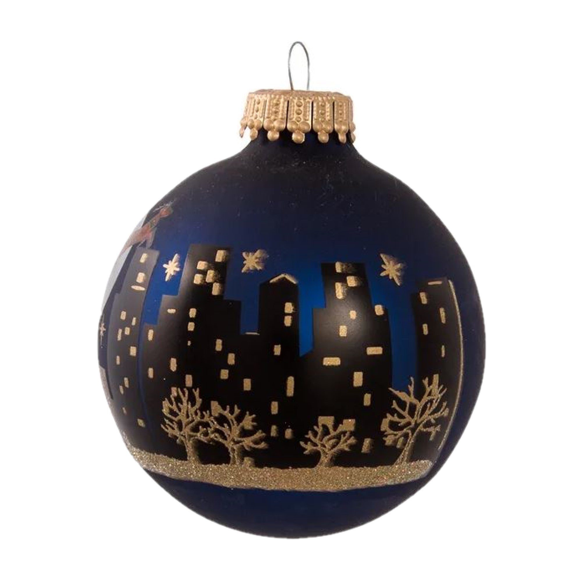 Kurt Adler Glass Ornament for Christmas Tree, New York Santa Skyline