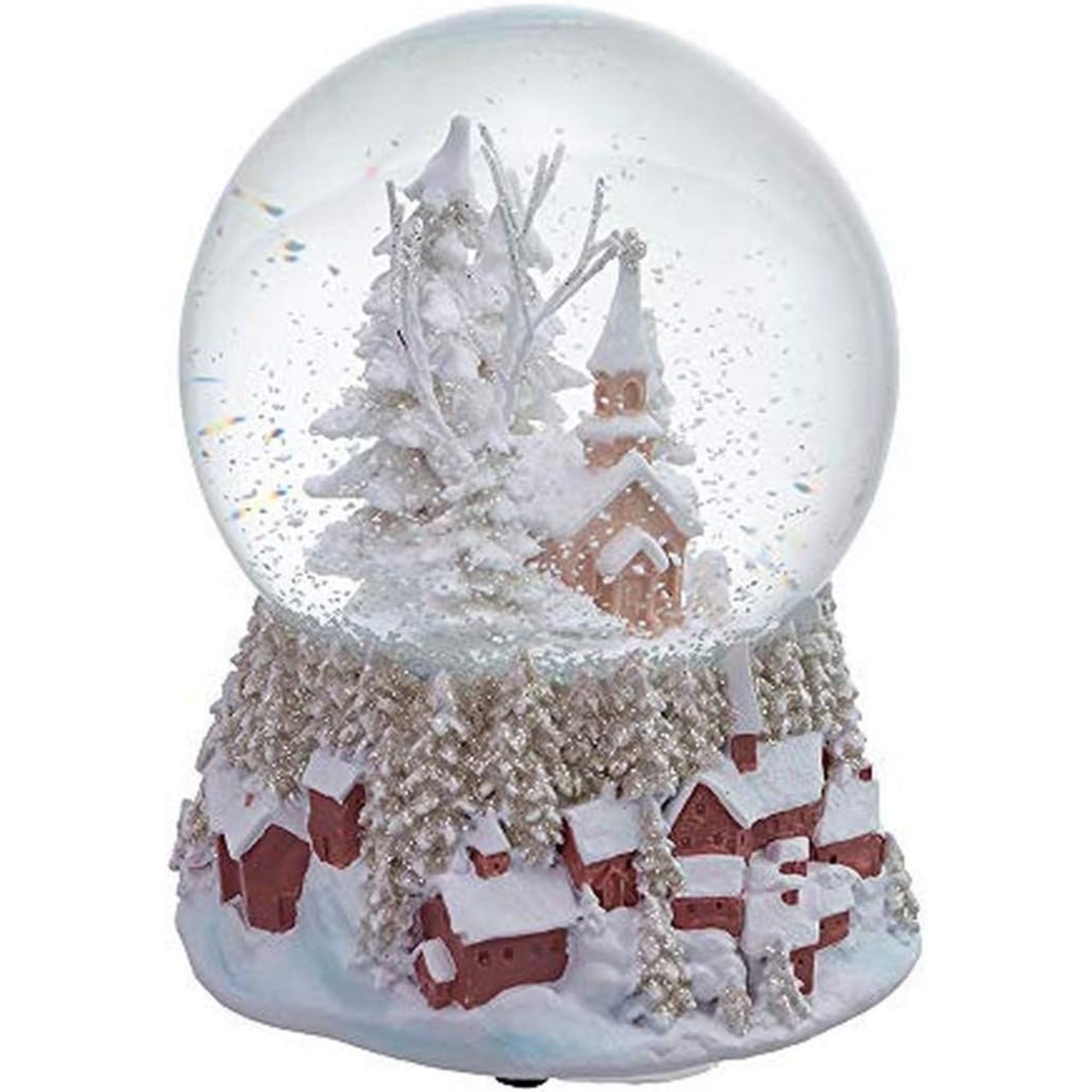 Kurt Adler Wind-Up Musical Church "We Wish You A Merry Christmas" Water Globe, 4"