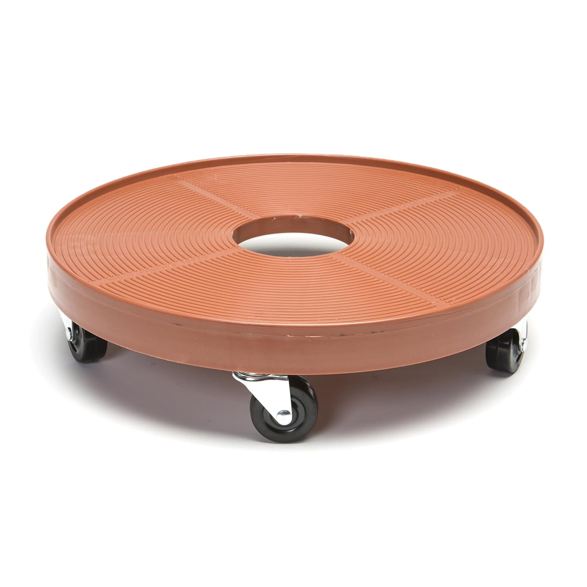 DeVault Heavy-Duty Plastic Ridged Plant Dolly, 5 Casters, 360° Mobility, 500lb — Terracotta Color, 16"