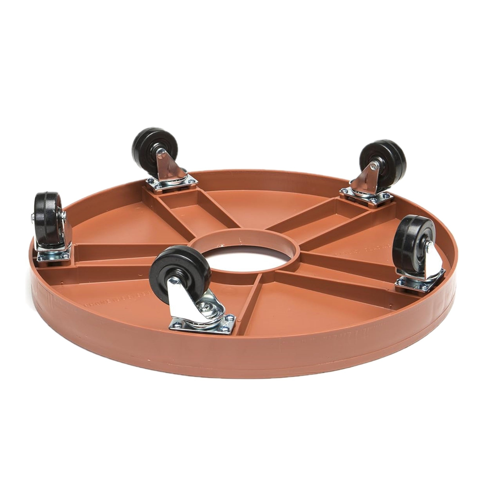 DeVault Heavy-Duty Plastic Ridged Plant Dolly, 5 Casters, 360° Mobility, 500lb — Terracotta Color, 16"
