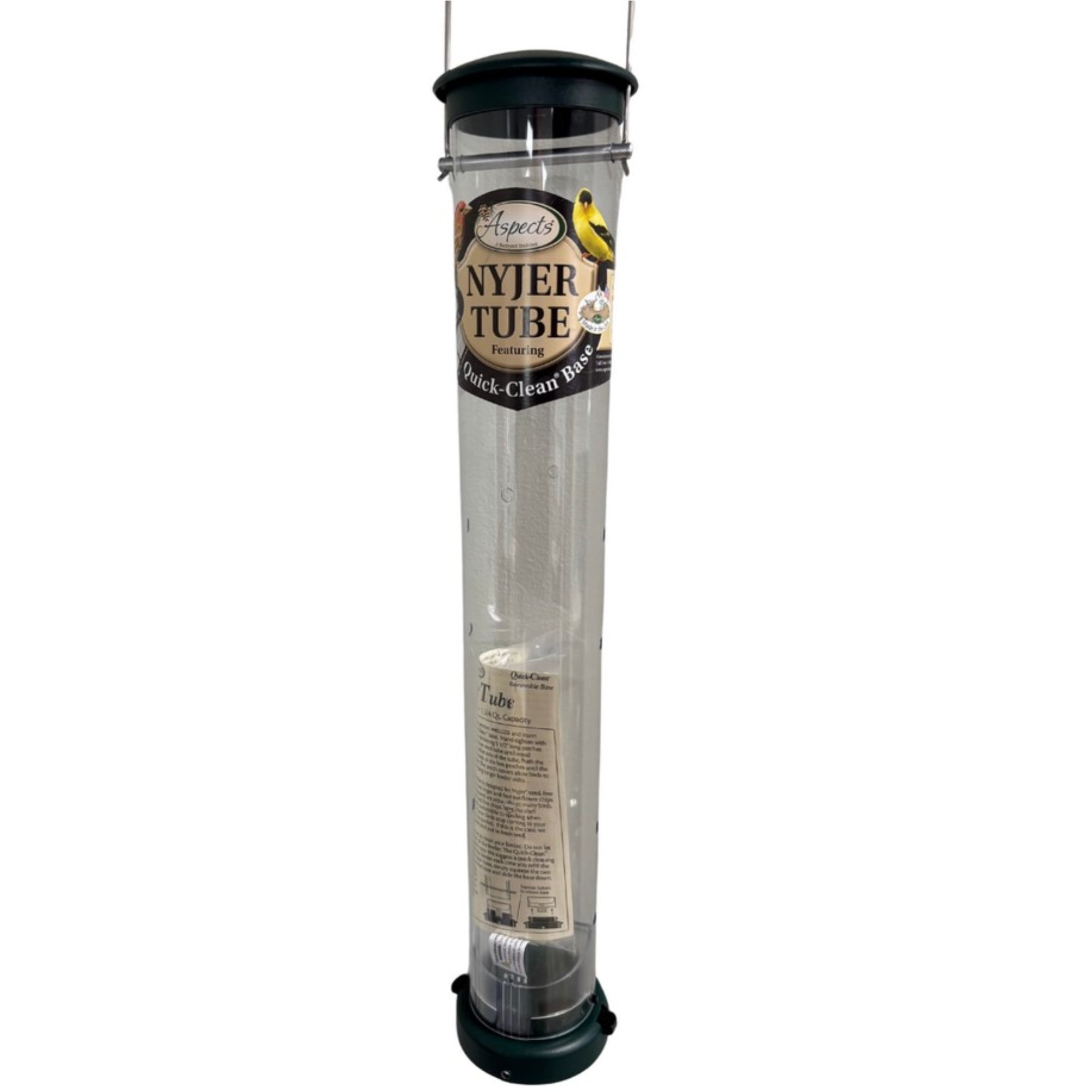 Aspects Quick-Clean Nyjer Seed Tube Feeder – 10-Port Finch Feeder with Removable Base for Easy Cleaning – UV-Stabilized, Weather-Resistant – 1.75 Quart Capacity
