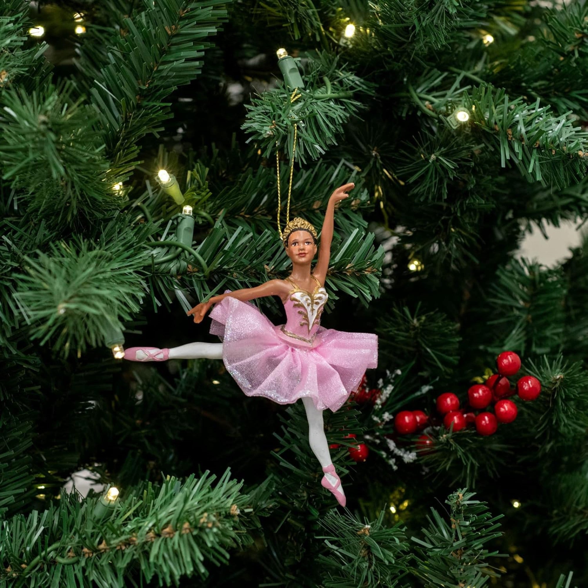 Kurt Adler Resin Ornament for Christmas Tree, African American Ballerina