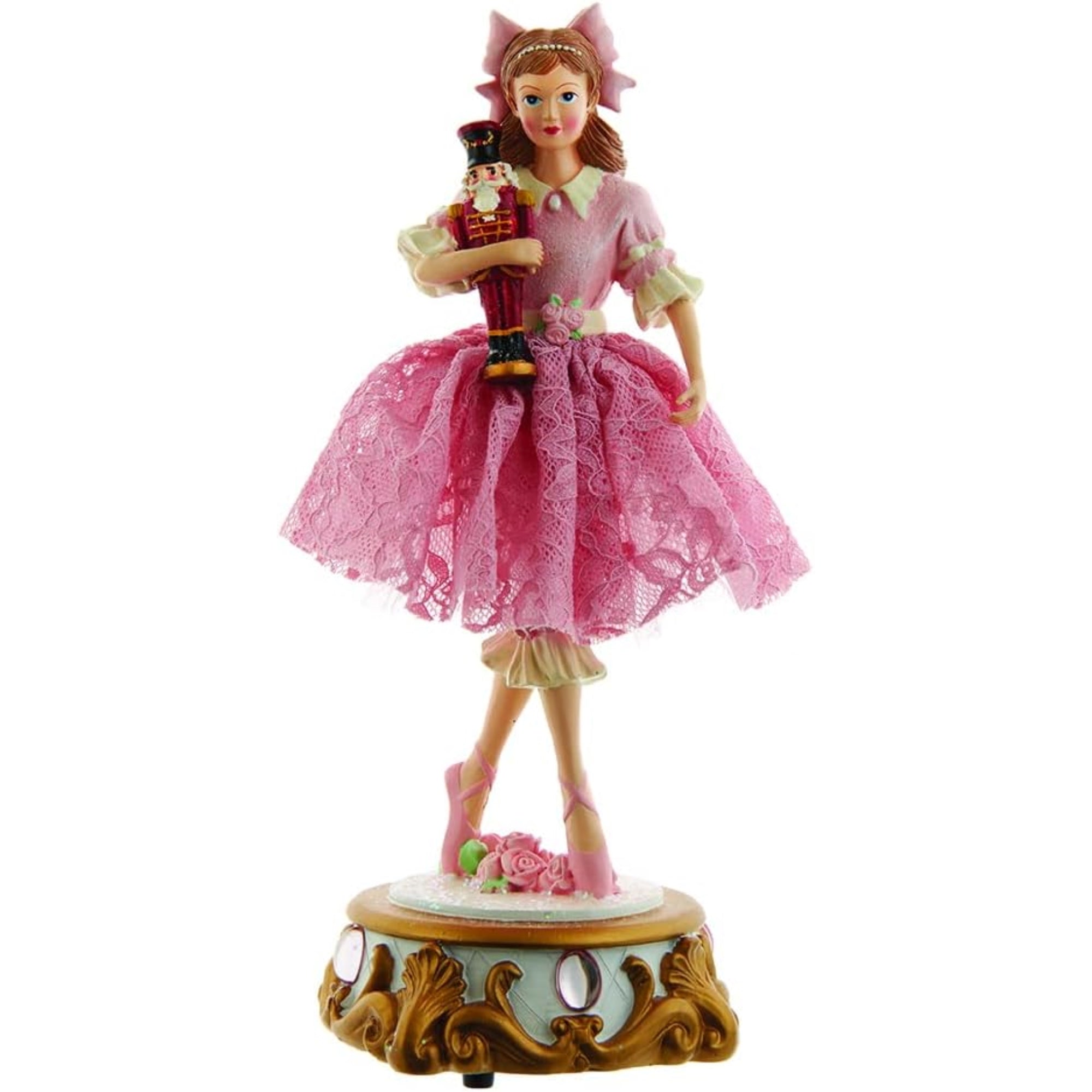 Kurt Adler Wind-Up Musical Tabletop Decor, Clara Ballet Nutcracker Suite, 11.25"