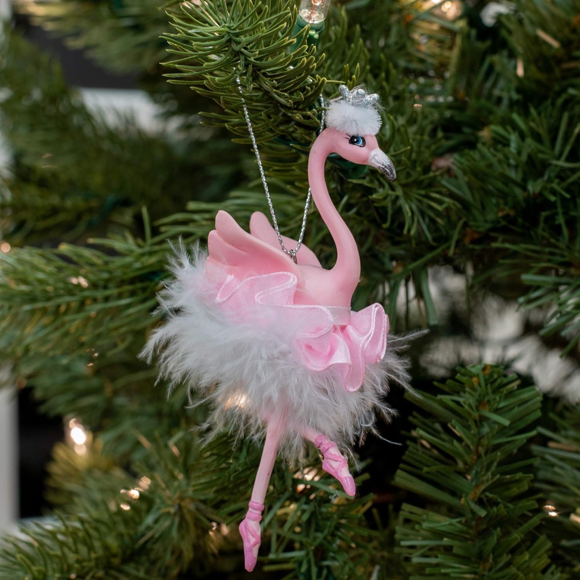 Kurt Adler Resin Ornament for Christmas Tree, Flamingo Ballerina