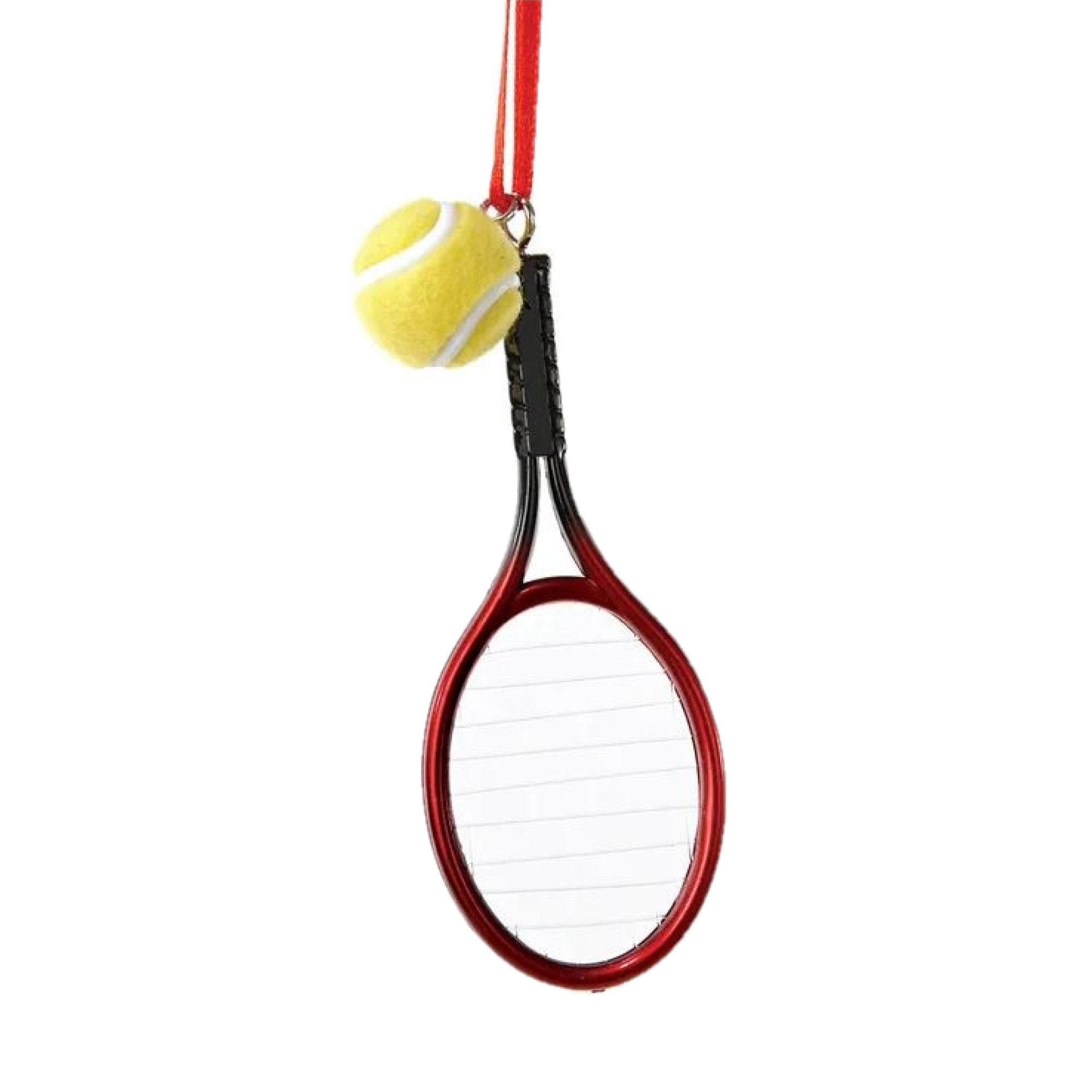 Kurt Adler Plastic Ornament for Christmas Tree, Tennis Racket with Ball
