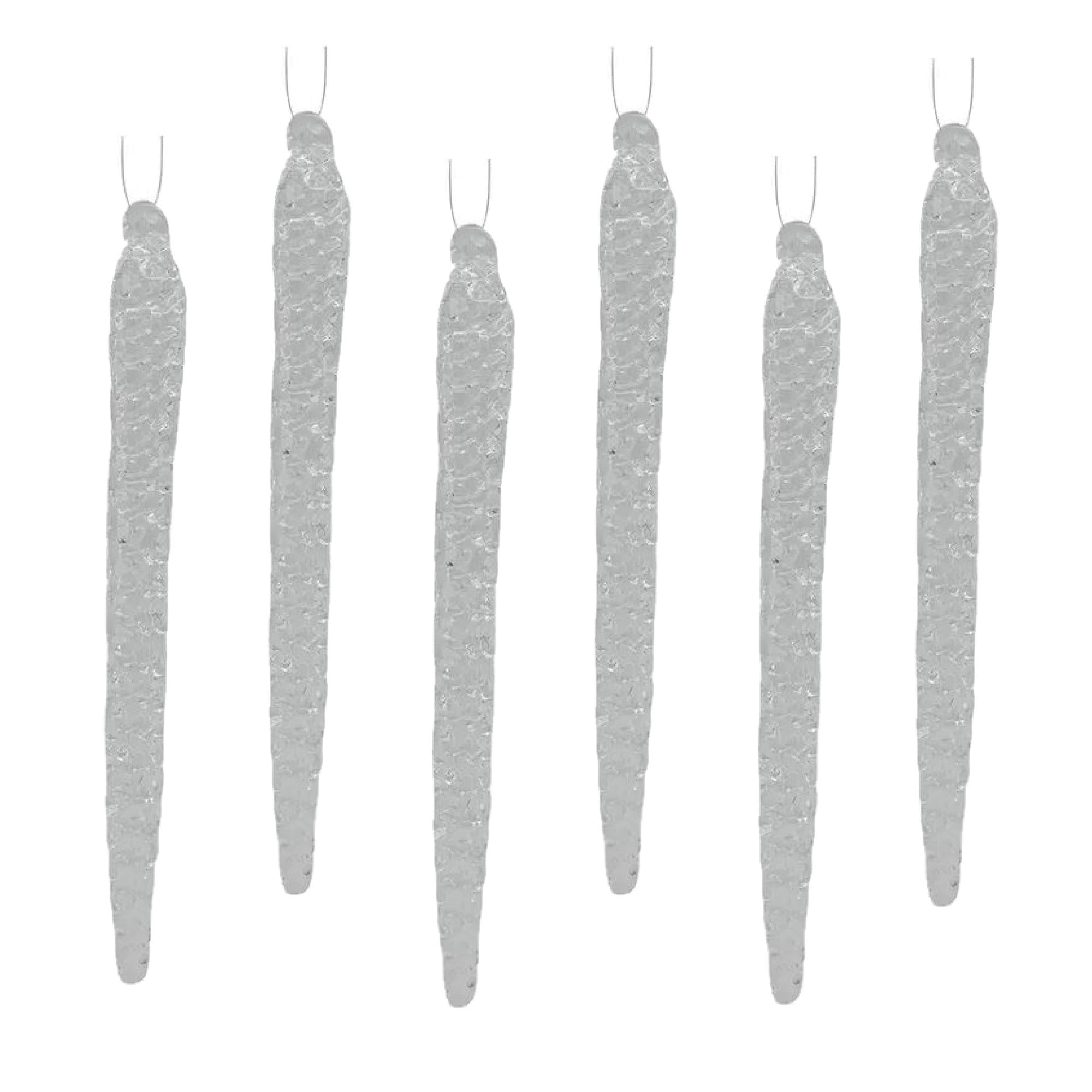 Kurt Adler Glass Ornament for Christmas Tree, Icicles (Pack of 6)