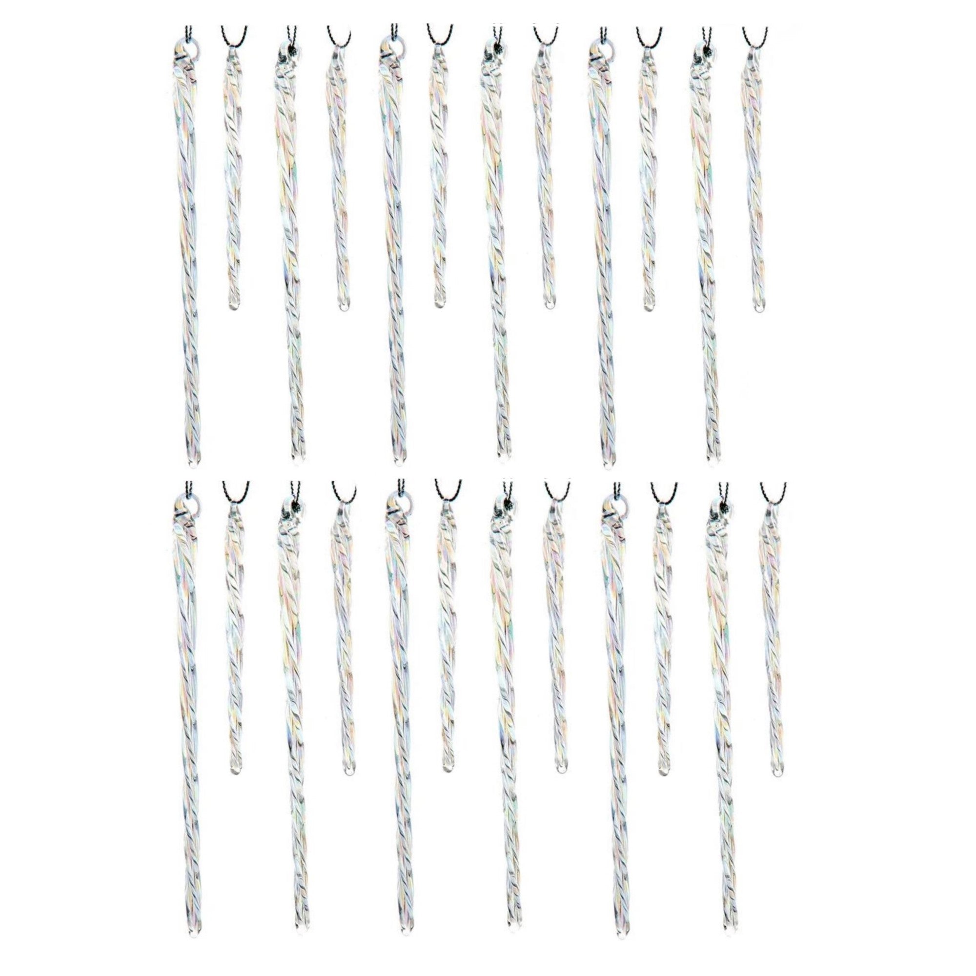 Kurt Adler Glass Ornament for Christmas Tree, 3.5" - 5" Icicles (Pack of 24)
