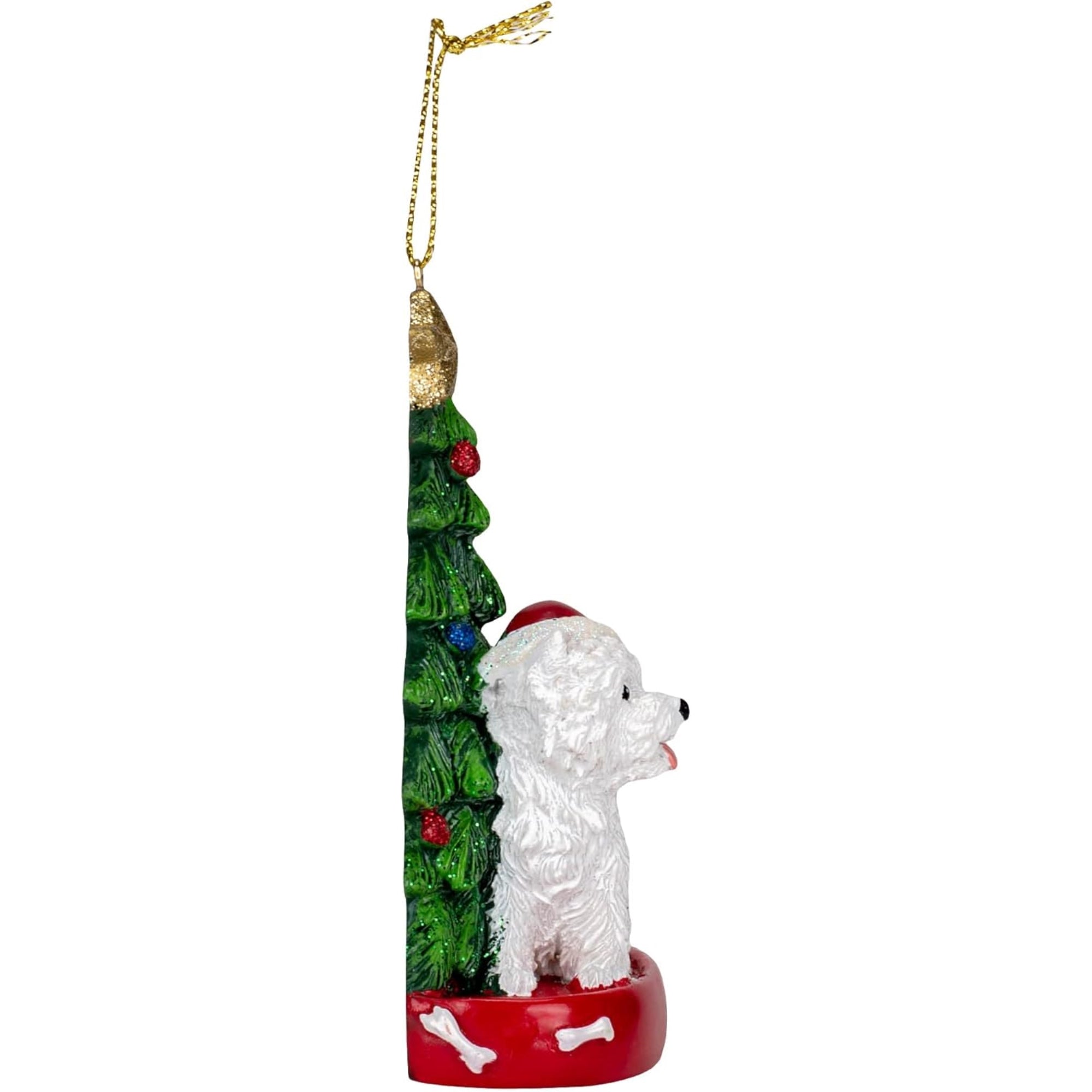 Kurt Adler Highland Terrier With Christmas Tree Hanging Ornament For Personalization, 4.25"