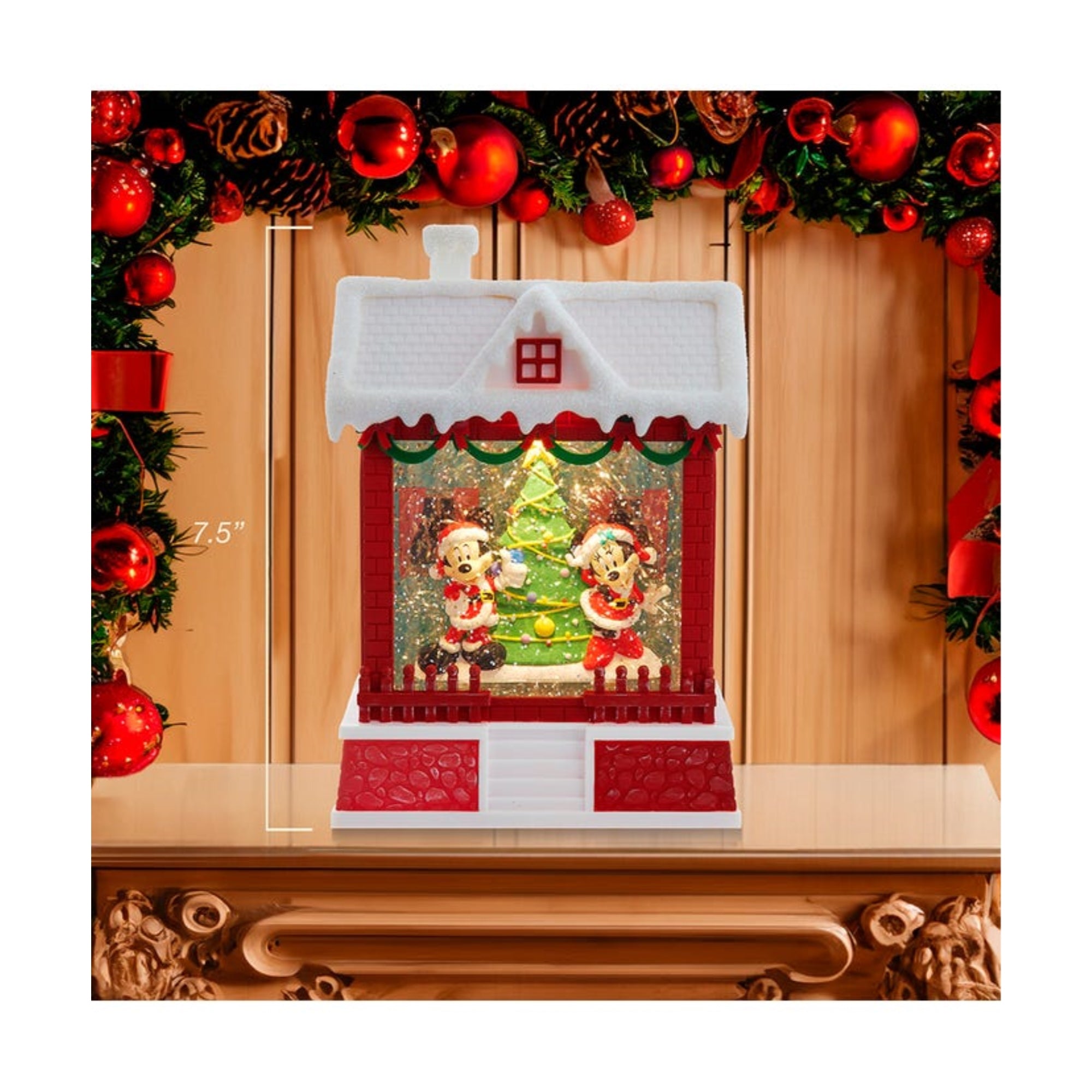Kurt Adler Battery Operated Disney Light-Up Mickey Santa Lantern, 7.5"