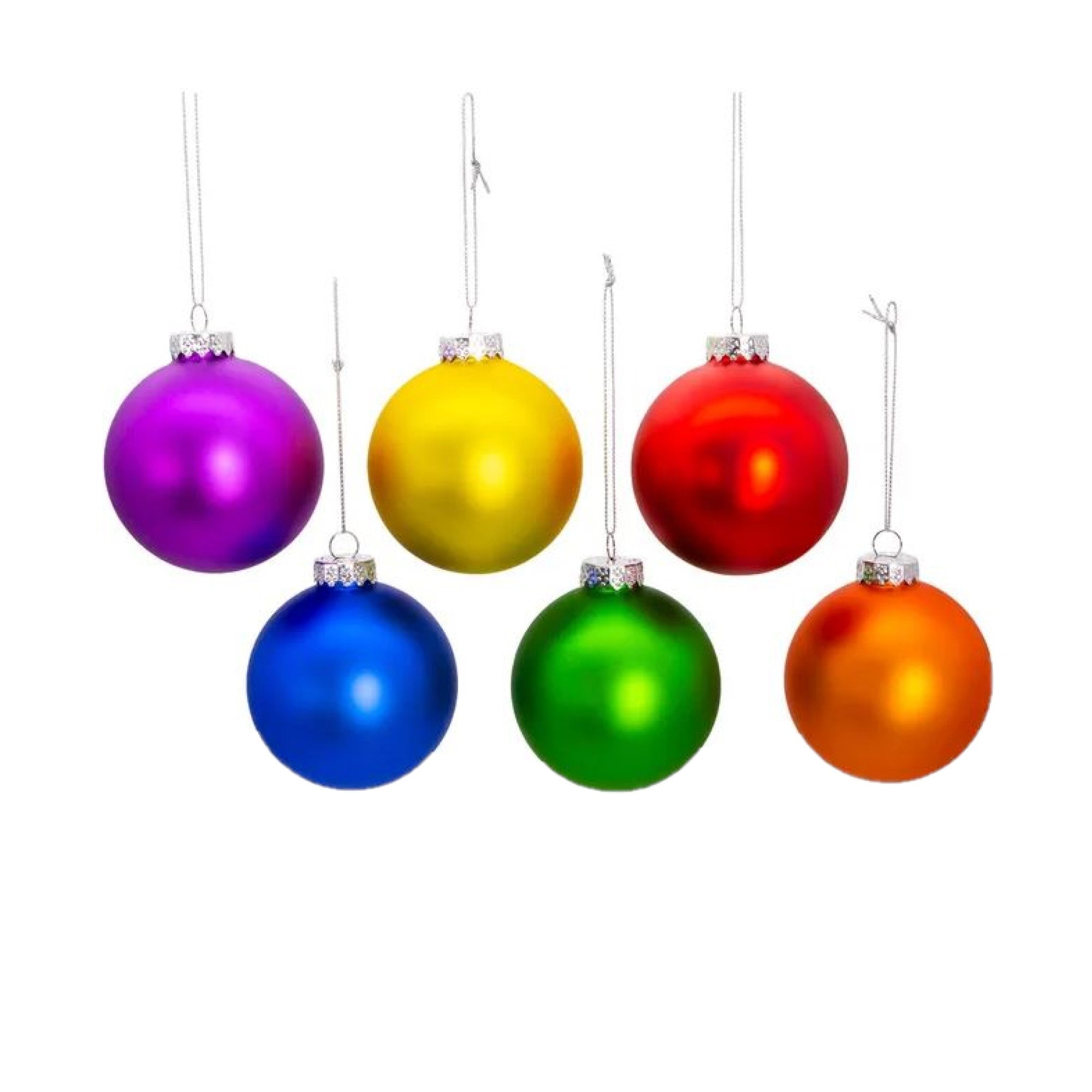 Kurt Adler Glass Ball Ornaments for Christmas Tree, Pride (Pack of 6)