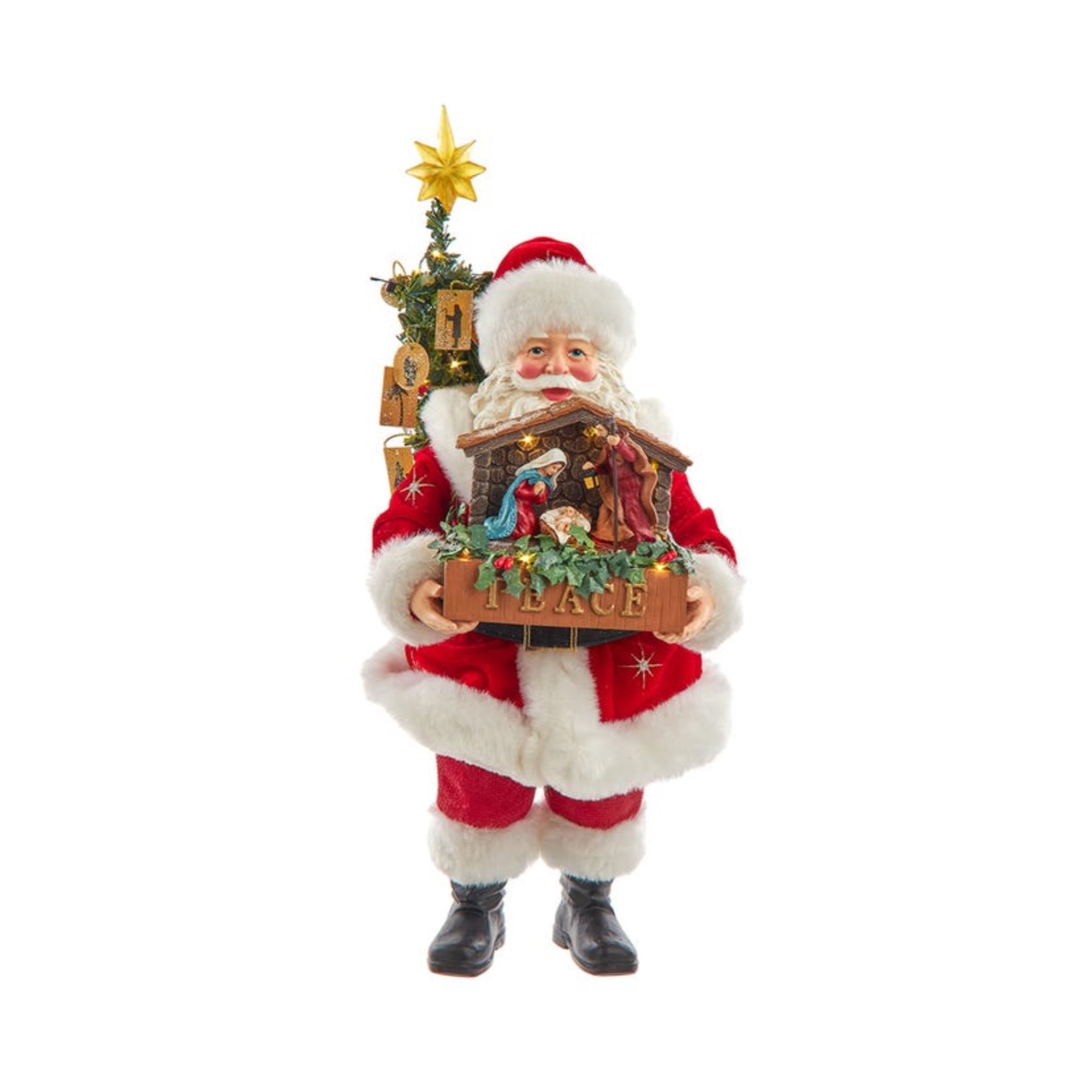 Kurt Adler Battery Operated LED Santa With Nativity Set, 13"