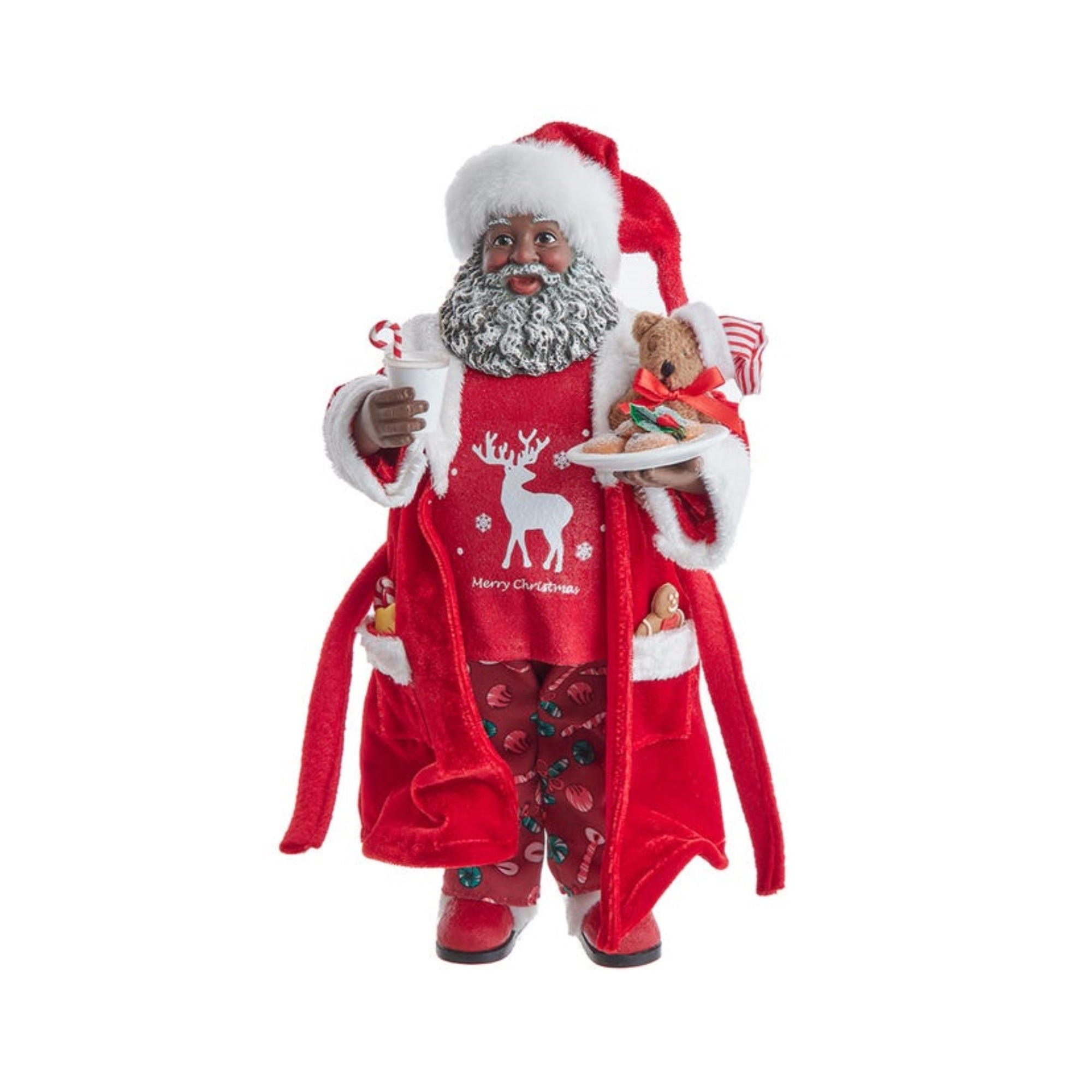 Kurt Adler Fabriché™ African American Santa In Pajamas and Robe, 10.5"