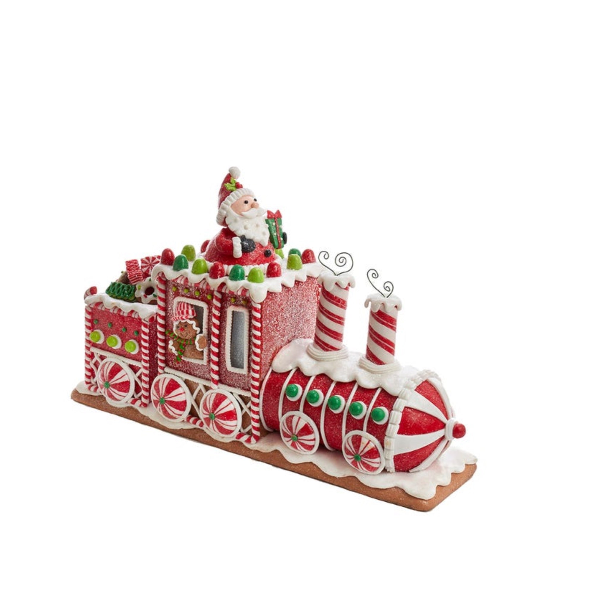 Kurt Adler Battery-Operated LED Gingerbread Junction Train, 7.5"