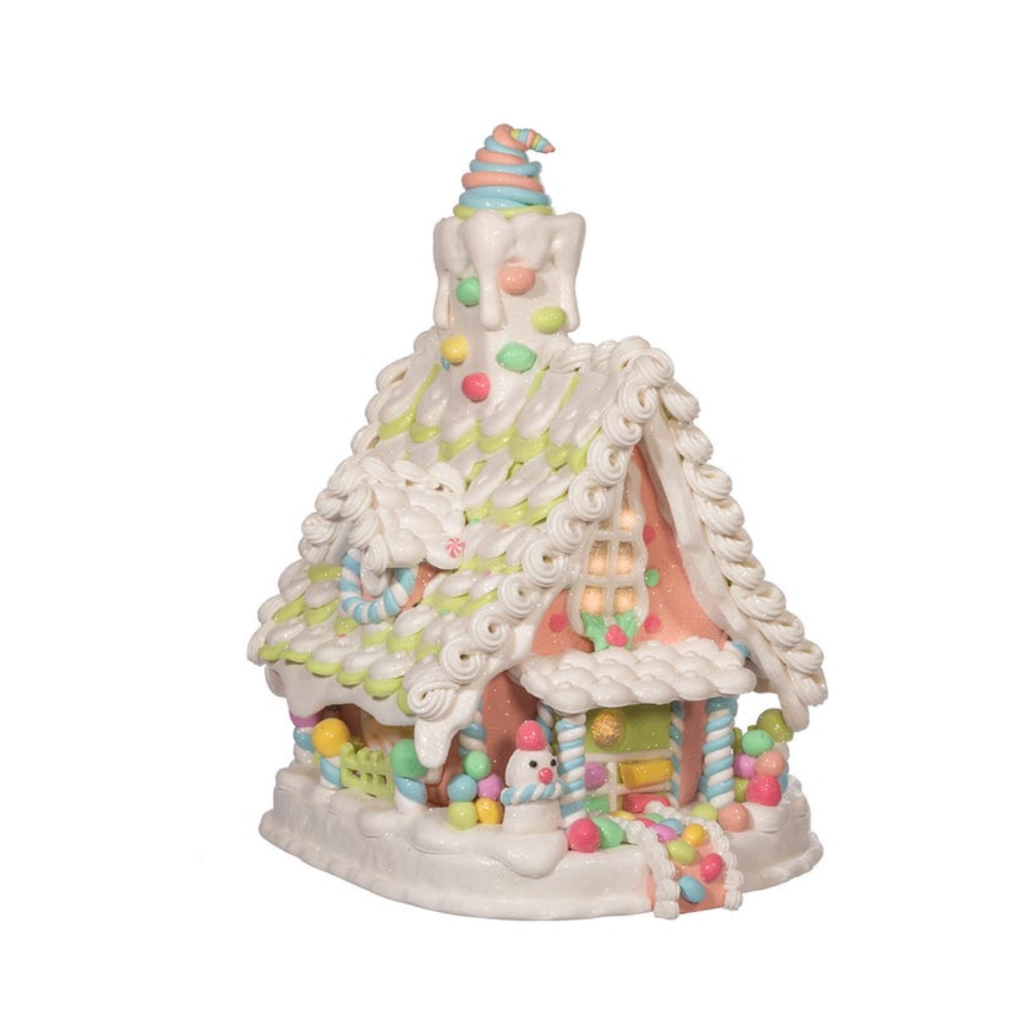 Kurt Adler Battery-Operated LED Light Up Pastel Gingerbread House, 12.5"