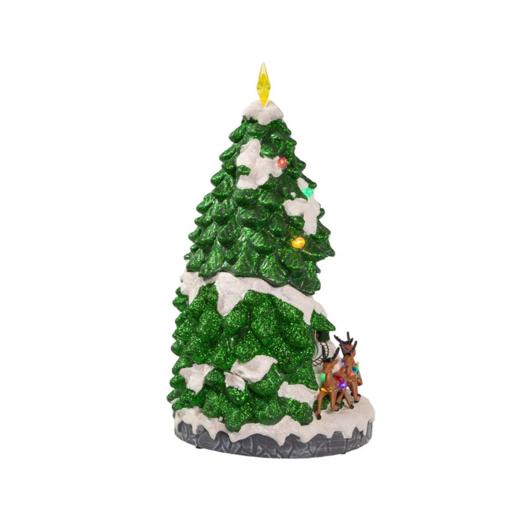 Kurt Adler Battery Operated Lighted Musical Christmas Tree with Moving Train, 15.7"