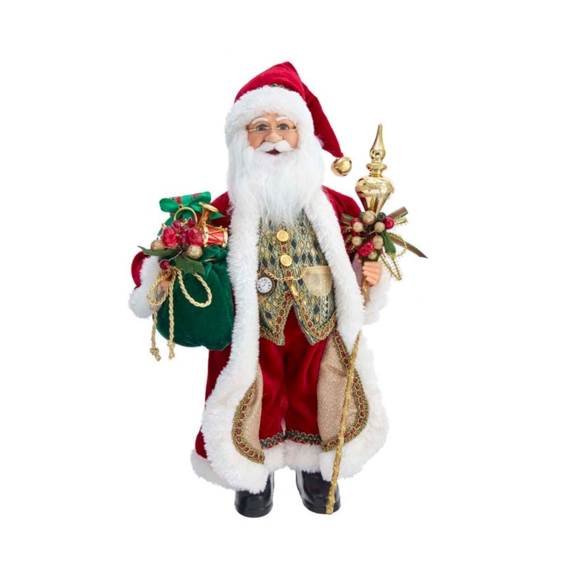 Kurt Adler Kringle Claus Collection Red and Green Elegant Santa, 17"