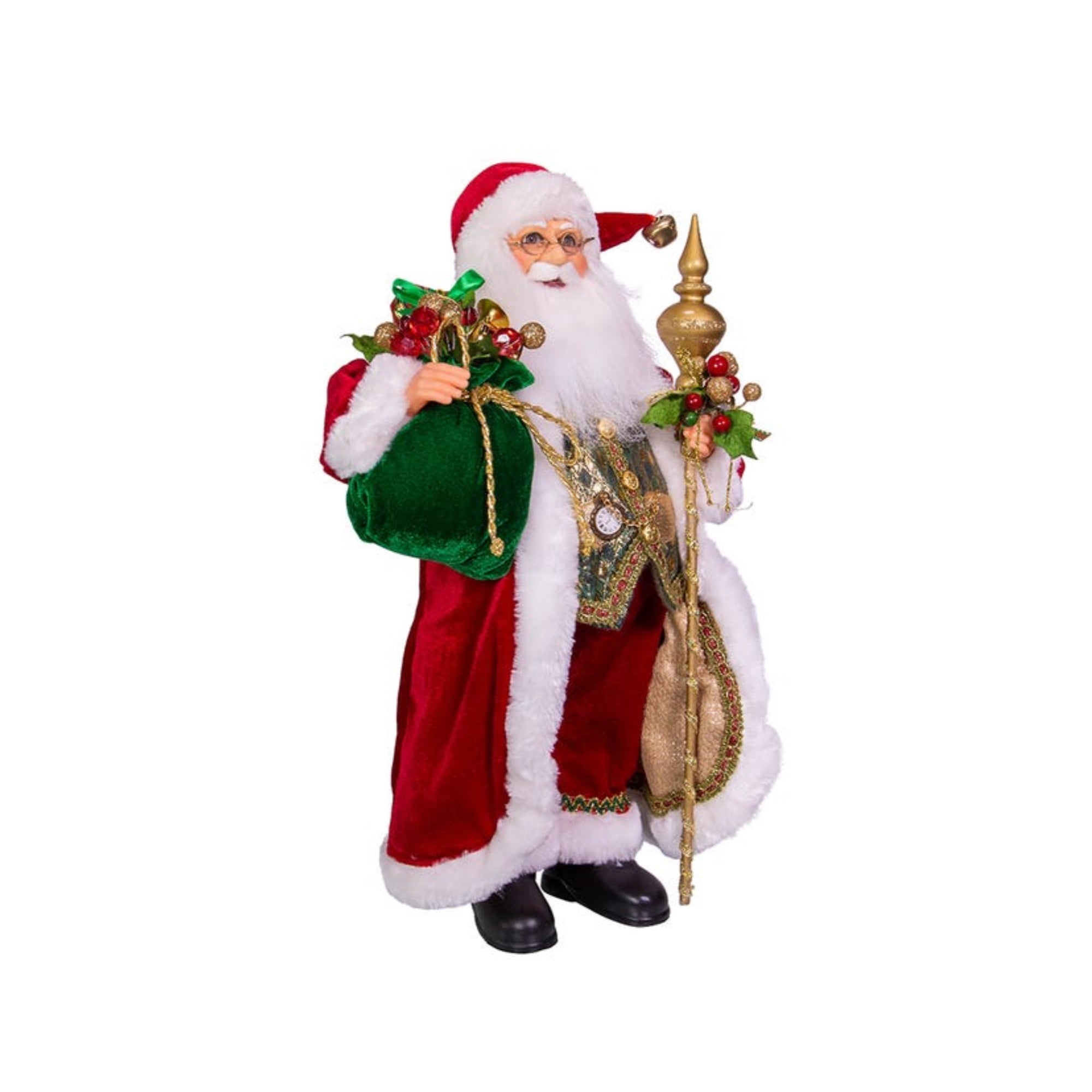 Kurt Adler Kringle Claus Collection Red and Green Elegant Santa, 17"