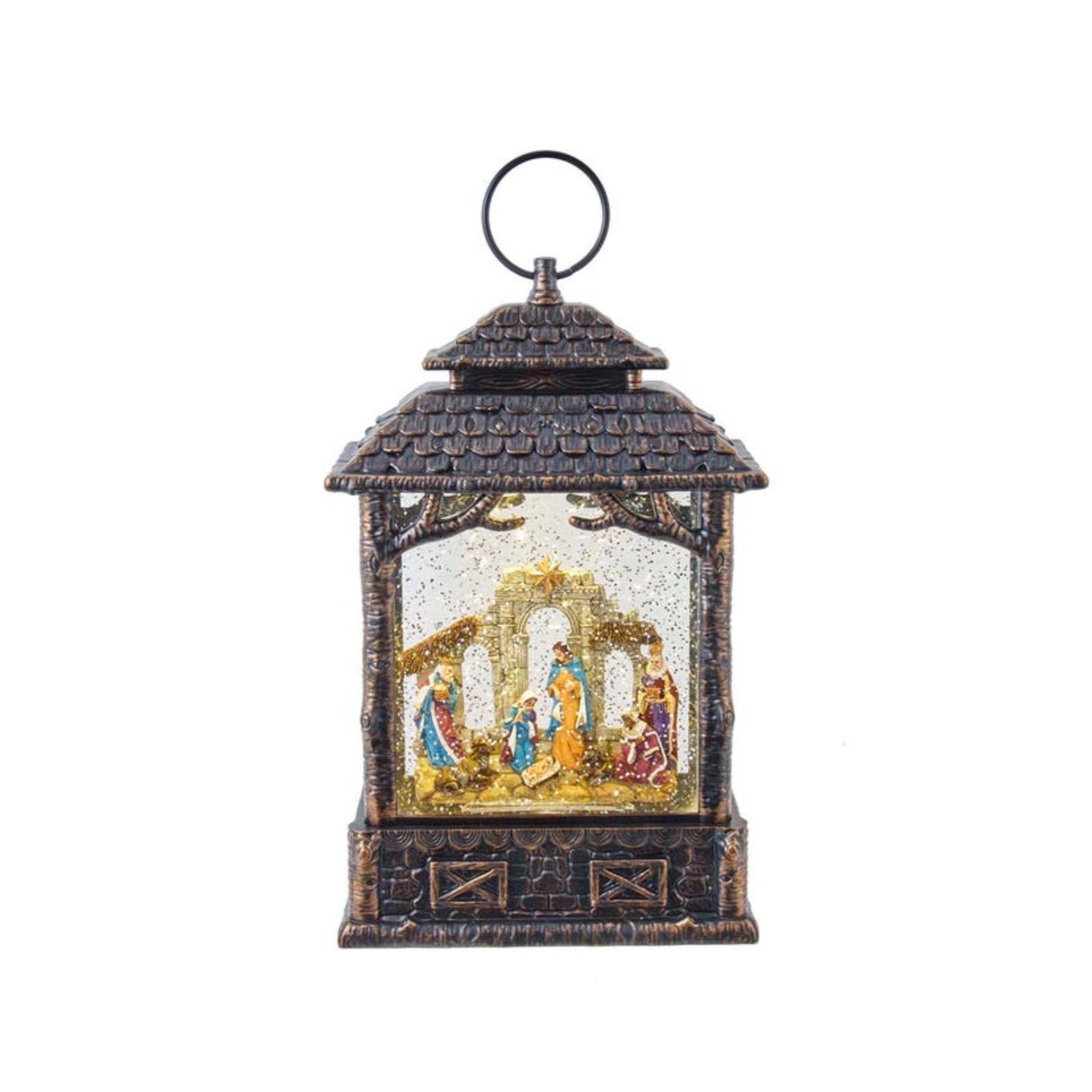Kurt Adler Battery-Operated LED Lighted Nativity Scene Water Lantern, 11"