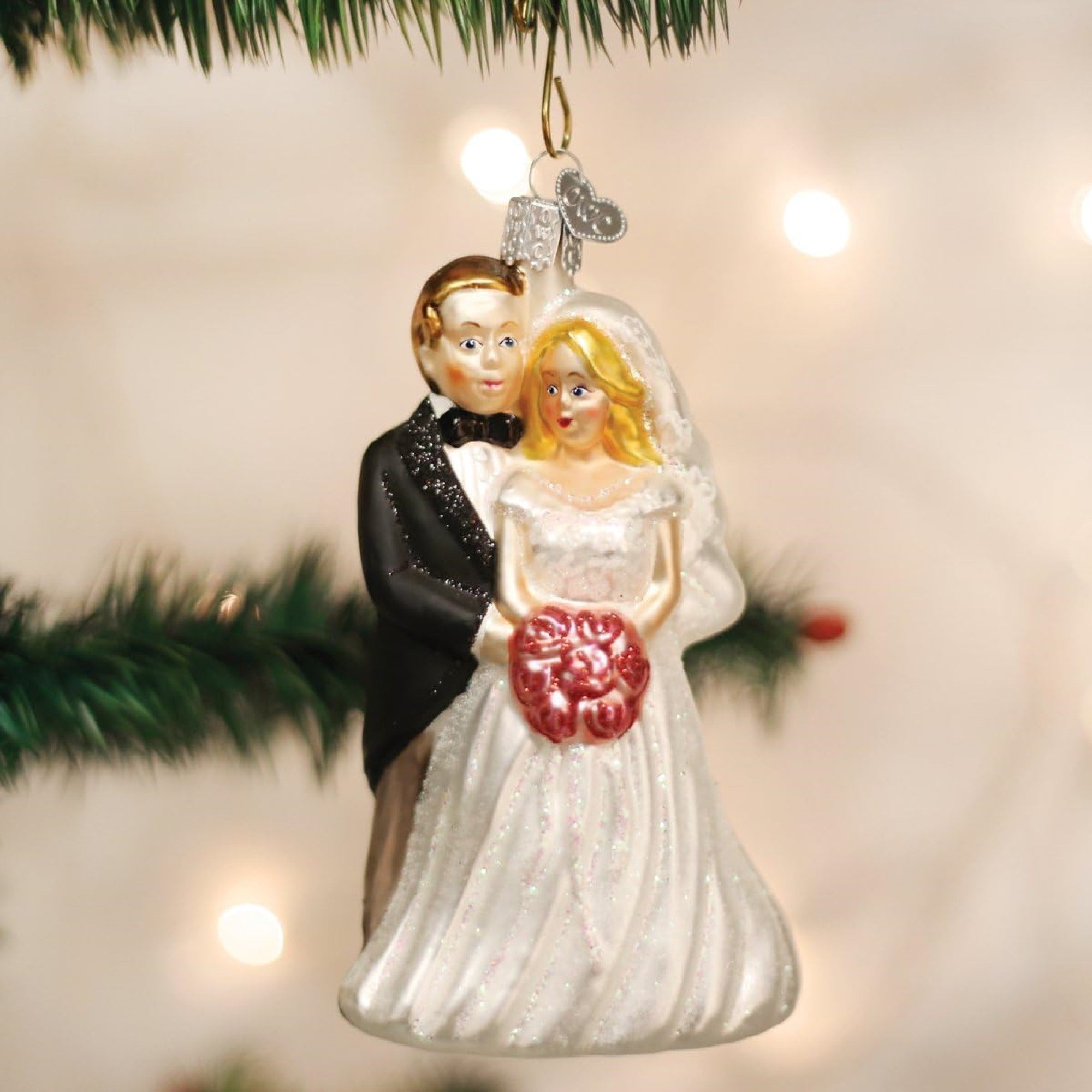 Old World Christmas Blown Glass Ornament for Christmas Tree, Bride and Groom