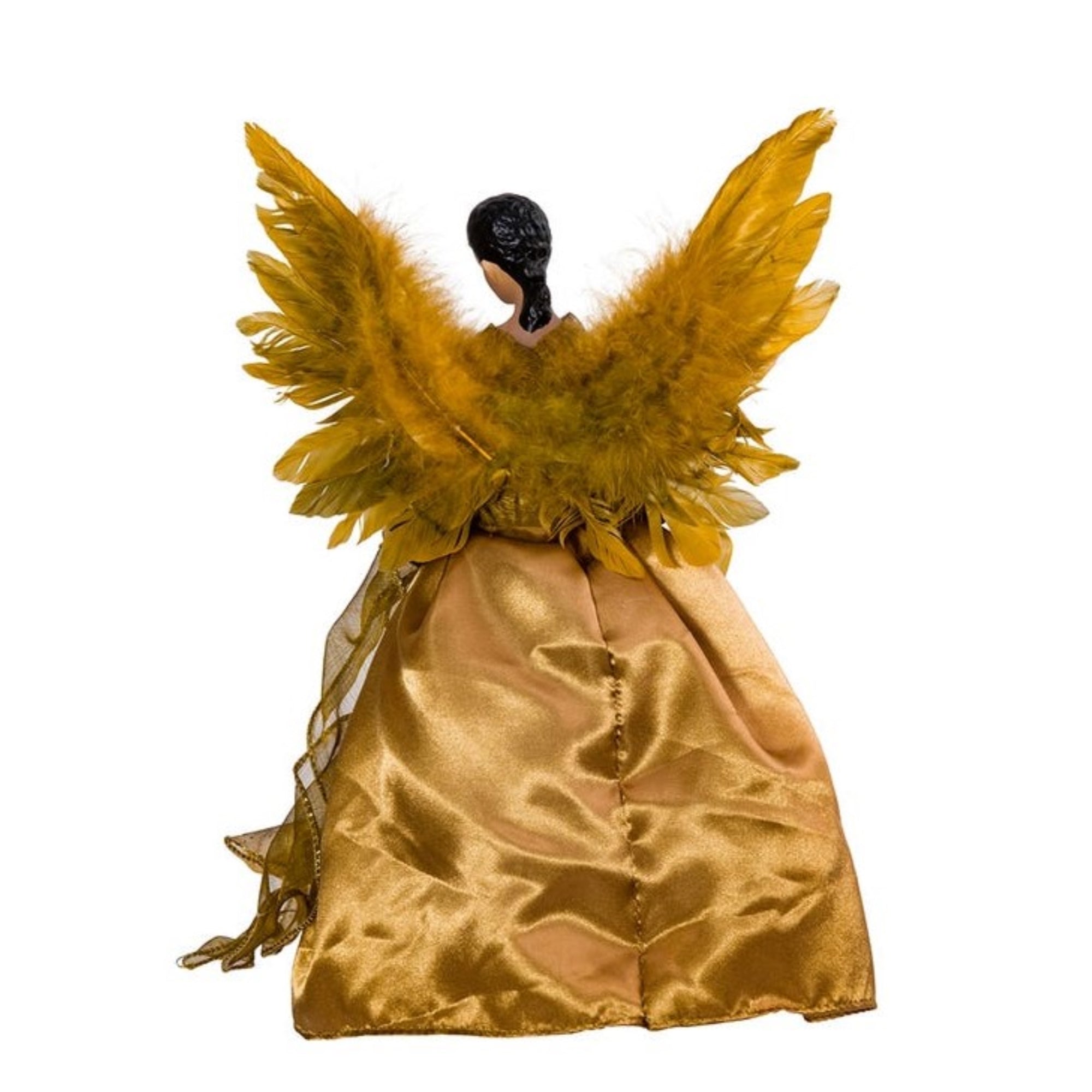Kurt Adler Lighted Christmas Tree Treetop, 10-Lights, African American Angel, Gold, 13in