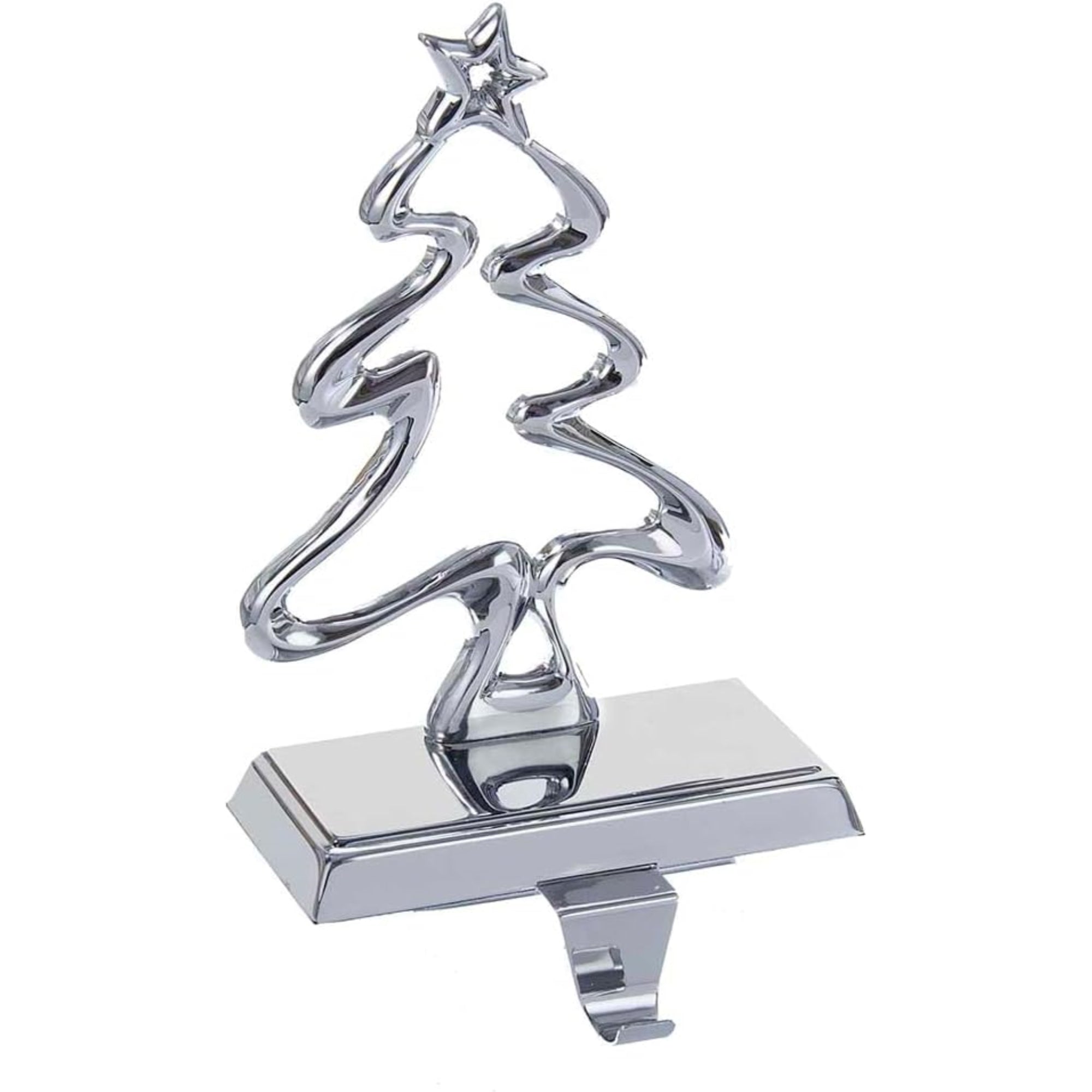 Kurt Adler Christmas Stocking Holder, Silver Christmas Tree, 7.5"