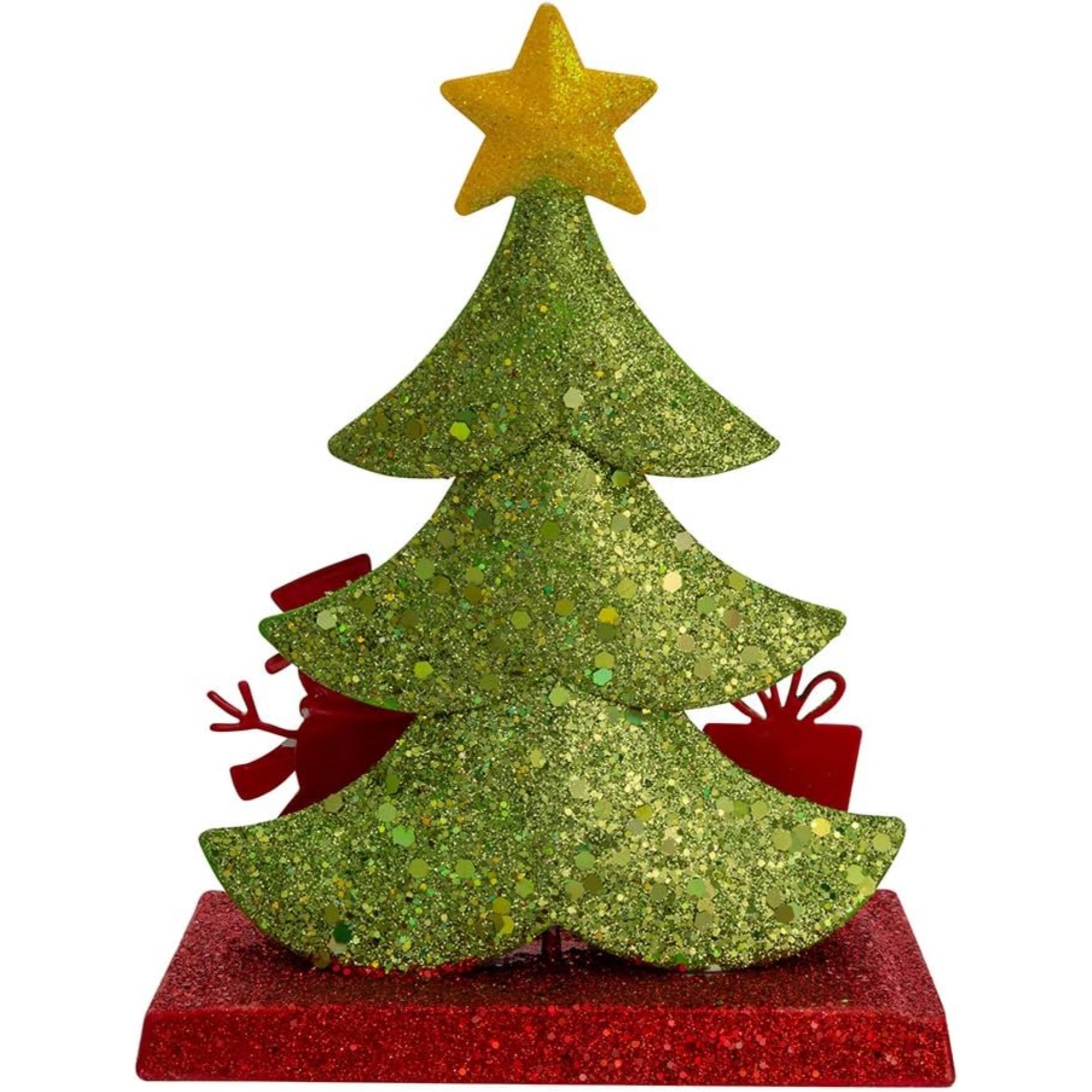 Kurt Adler Christmas Stocking Holder, Christmas Tree Glitter Base with Snowman, 6.5in