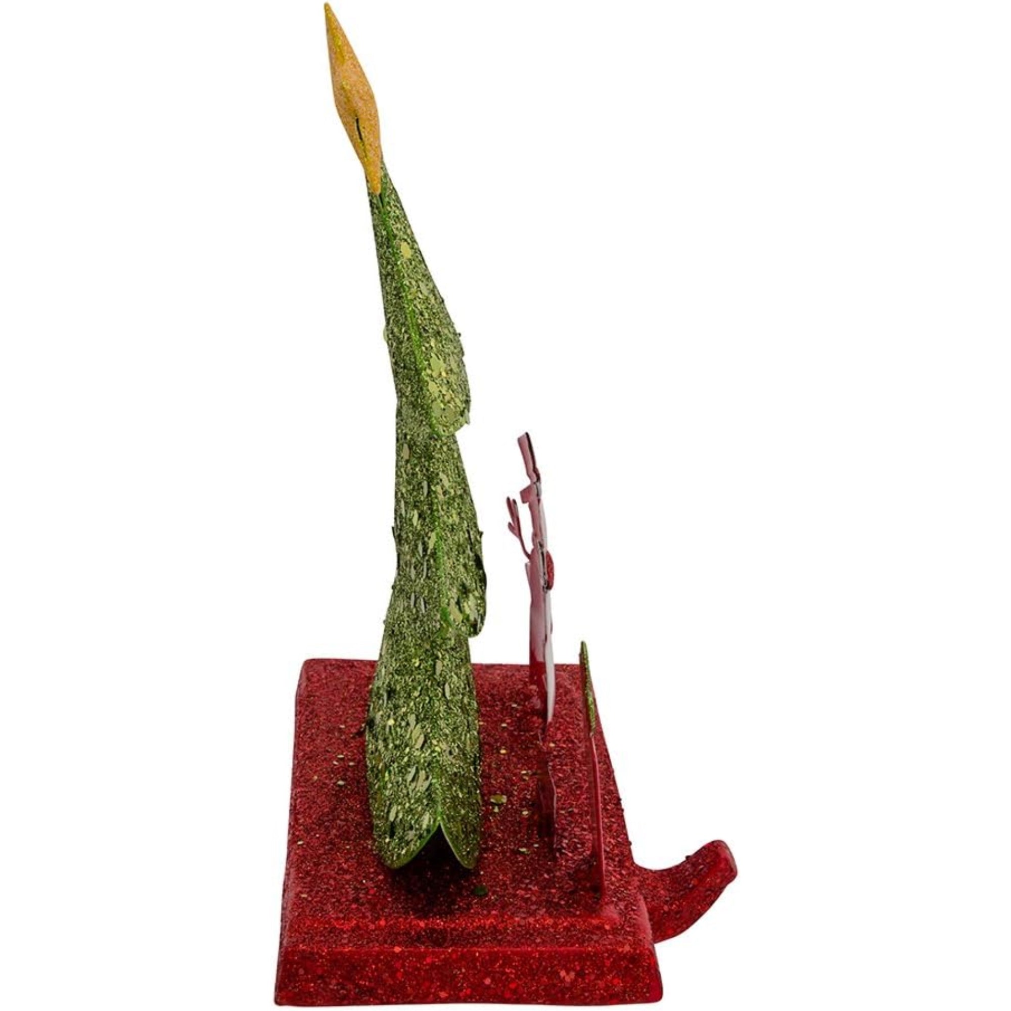Kurt Adler Christmas Stocking Holder, Christmas Tree Glitter Base with Snowman, 6.5in