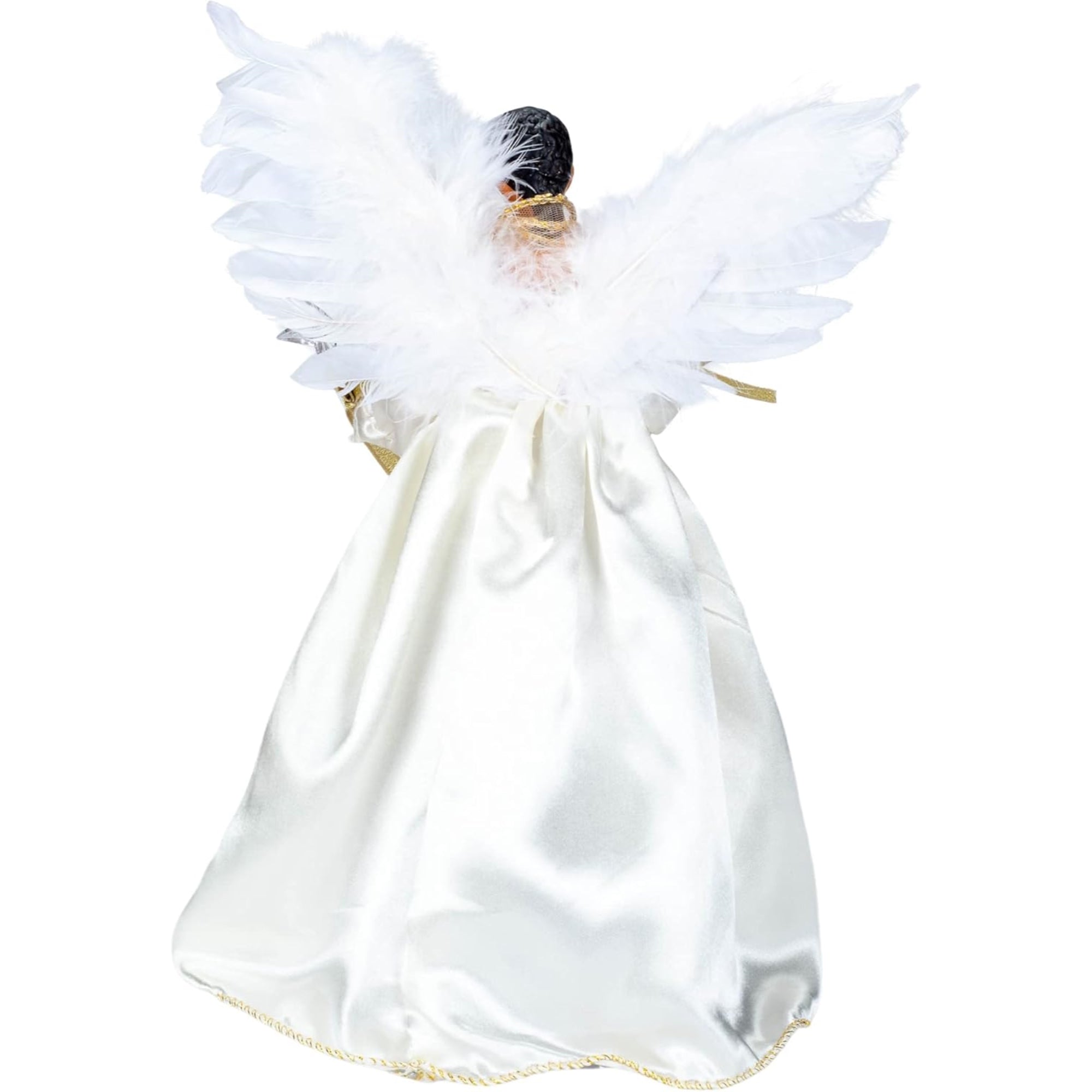 Kurt Adler Lighted Christmas Tree Treetop, 10-Lights, African American Angel, Ivory & Gold, 12in