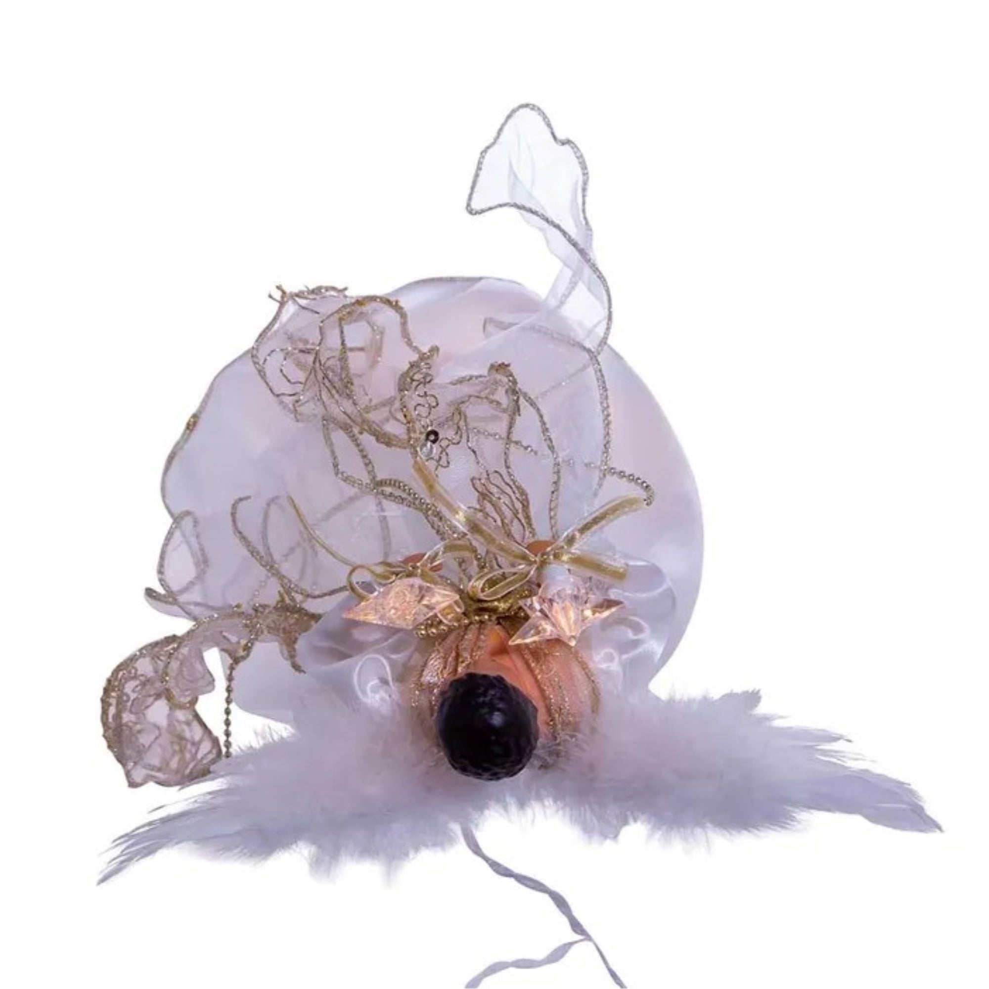 Kurt Adler Lighted Christmas Tree Treetop, 10-Lights, African American Angel, Ivory & Gold, 12in