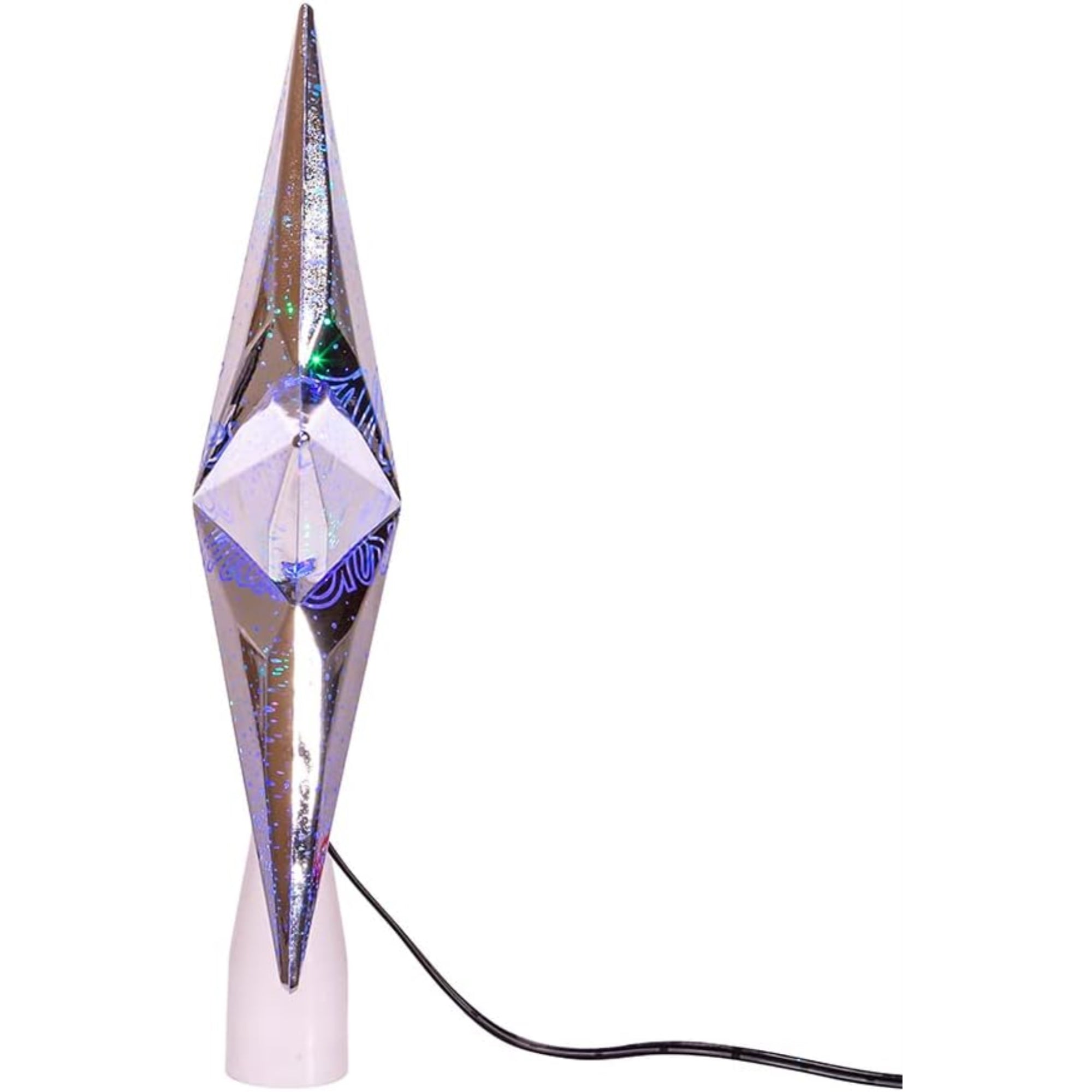Kurt Adler Lighted Christmas Tree Treetop, 18L "Merry Christmas" LED Star, Silver, 10"