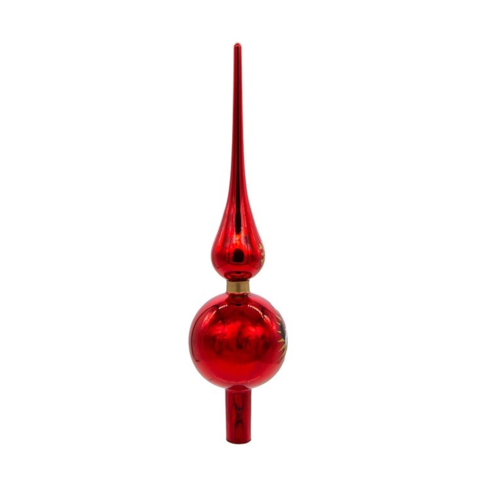 Kurt Adler Unlit Christmas Tree Treetop, Mickey Mouse Finial, Glass, Red, 12"